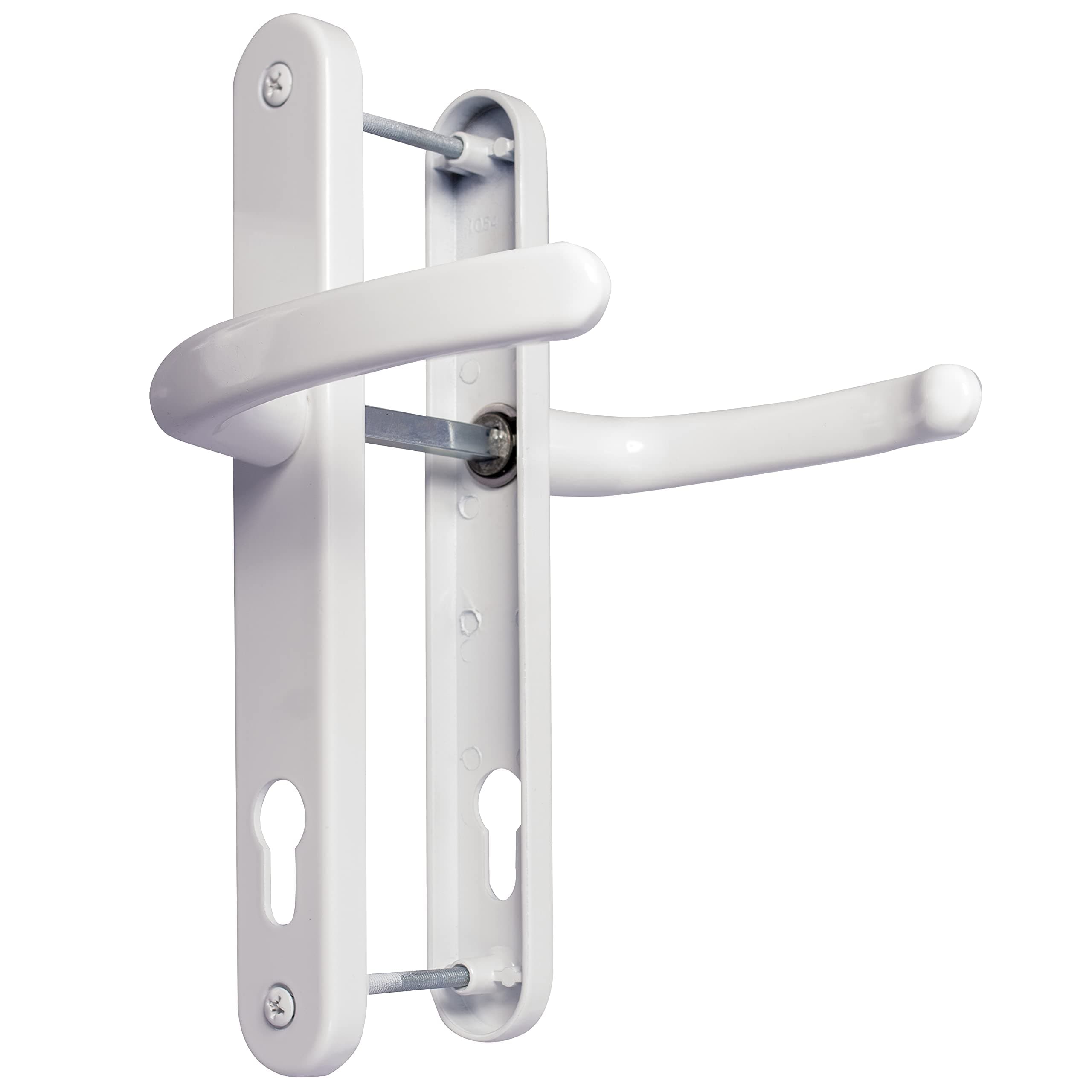 UPVC White Lever/Lever Door Handles - 92mm PZ Centres, 210mm Screw to Screw, 242mm X 34mm Backplate - External Replacement Handle (21592WH)
