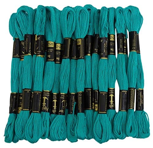 IBA Indianbeautifulart Hand Cross Stitch Stranded Cotton Embroidery Thread Floss Pack of 25 Skeins-Teal Green
