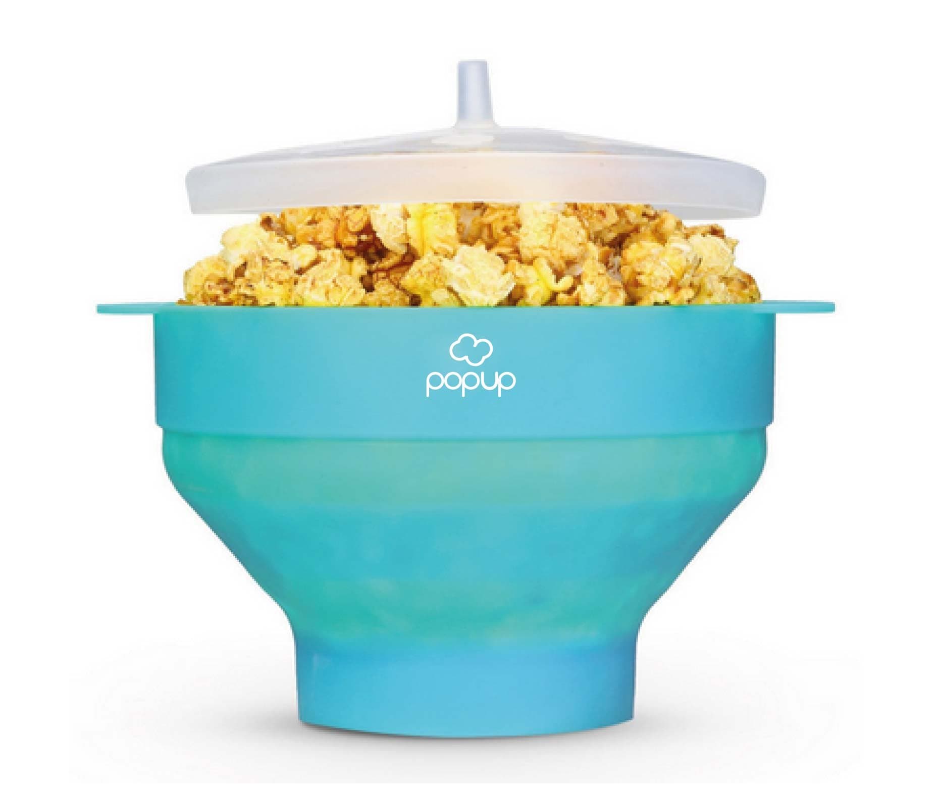Richard Bergendi PoPuP Microwave Popcorn Popper with Convenient Handles, Silicone Popcorn Maker, Collapsible Bowl with Lid
