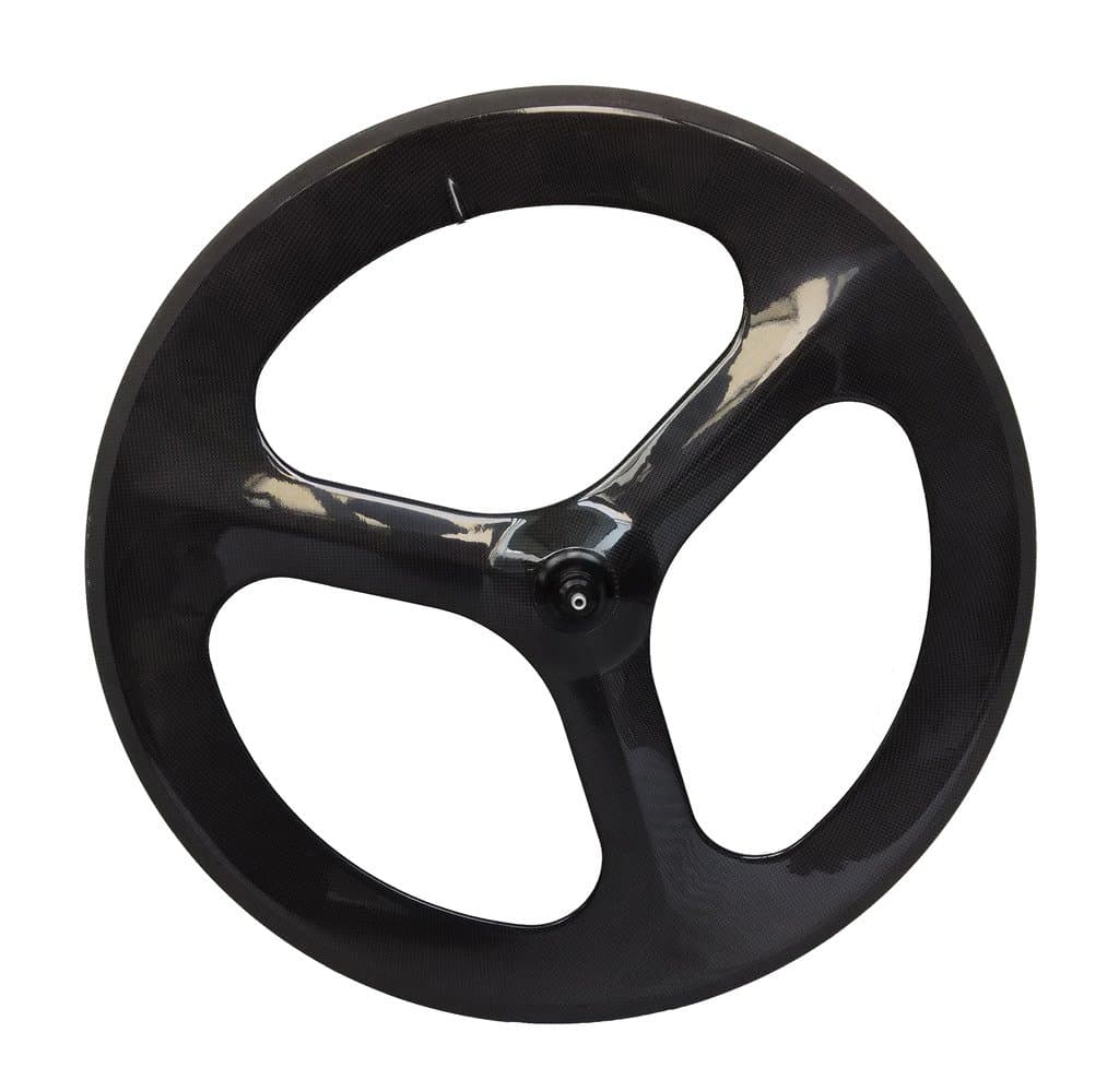 Luckiss Carbon Fiber Clincher 700c Tri Spoke Front Road Bike Wheel With Glossy 3k Weave Finish