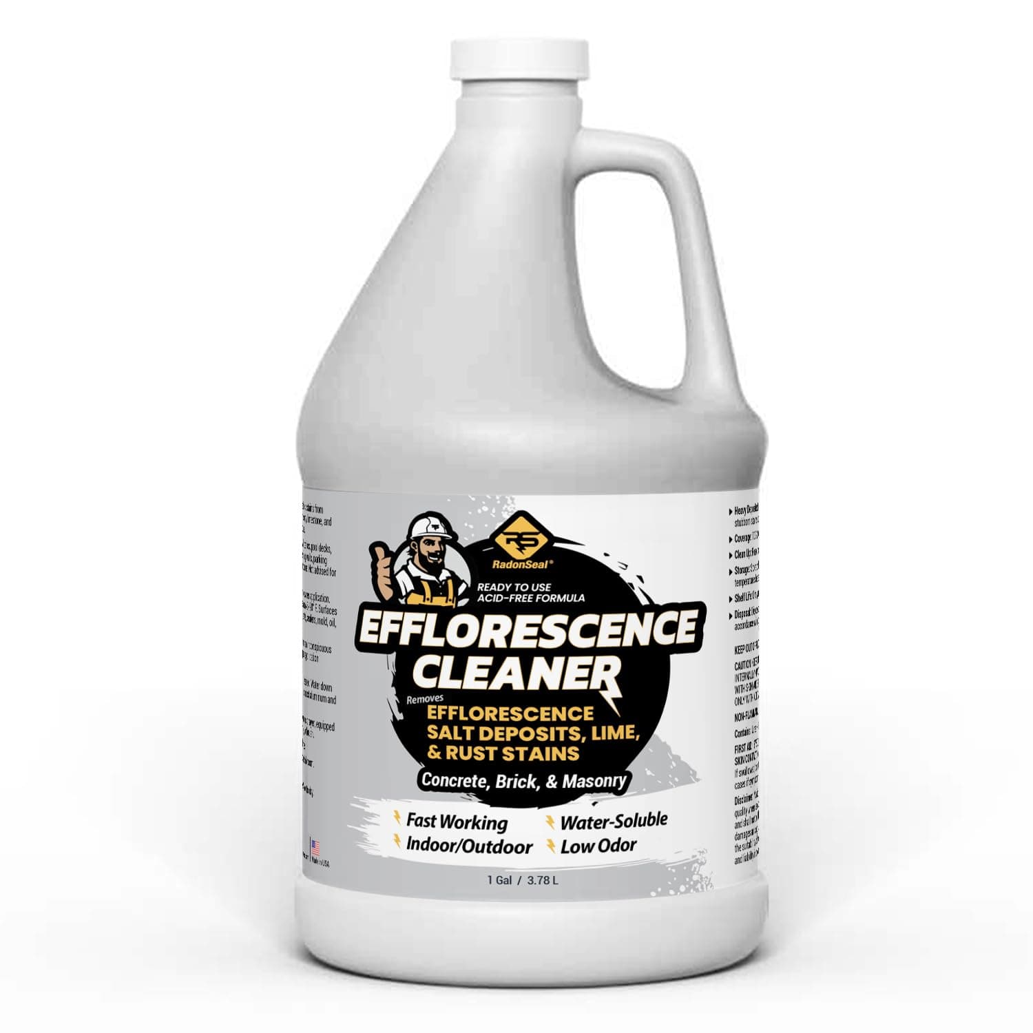 RadonSeal Efflorescence Remover - Cleans Efflorescence, Mortar Haze, Lime, and Rust Stains