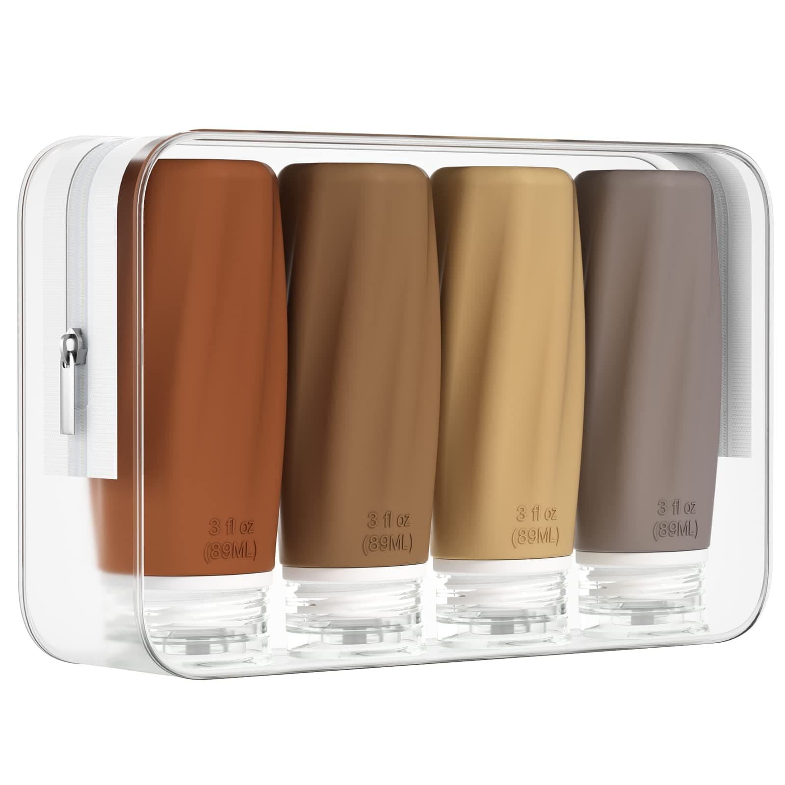 Morfone Travel Bottles for Toiletries, 3oz Tsa Approved Travel Size Containers Leak Proof Squeezable Travel Accessories Refillable for Shampoo Conditioner Lotion Liquids(Brown)