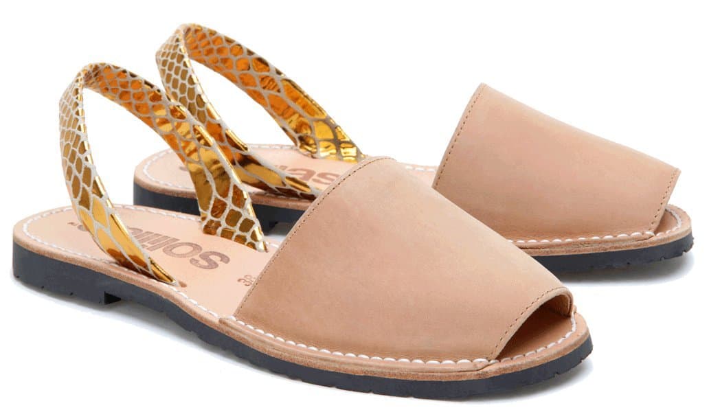 Solillas Serpiente | Gold Snake & Tan Leather Menorcan Sandals by