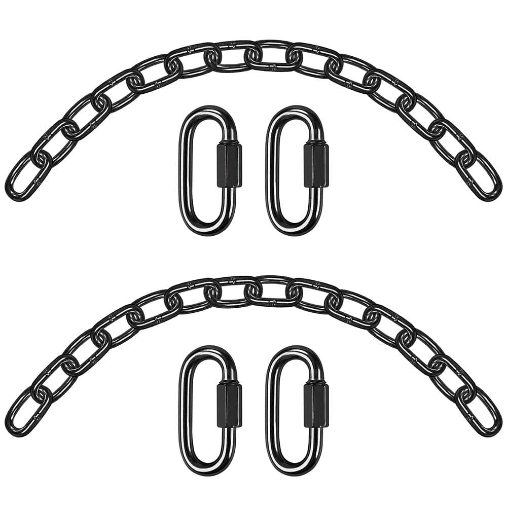 BeneLabel 2pcs Swing Chains, 60cm Hammock Chair Chain Heavy Duty Adjustable Metal Boxing Hanging Supplies with M7 Carabiners Punching Bag Sandbag Extender Kit, 6mm Diameter, up to 1000lbs / Black