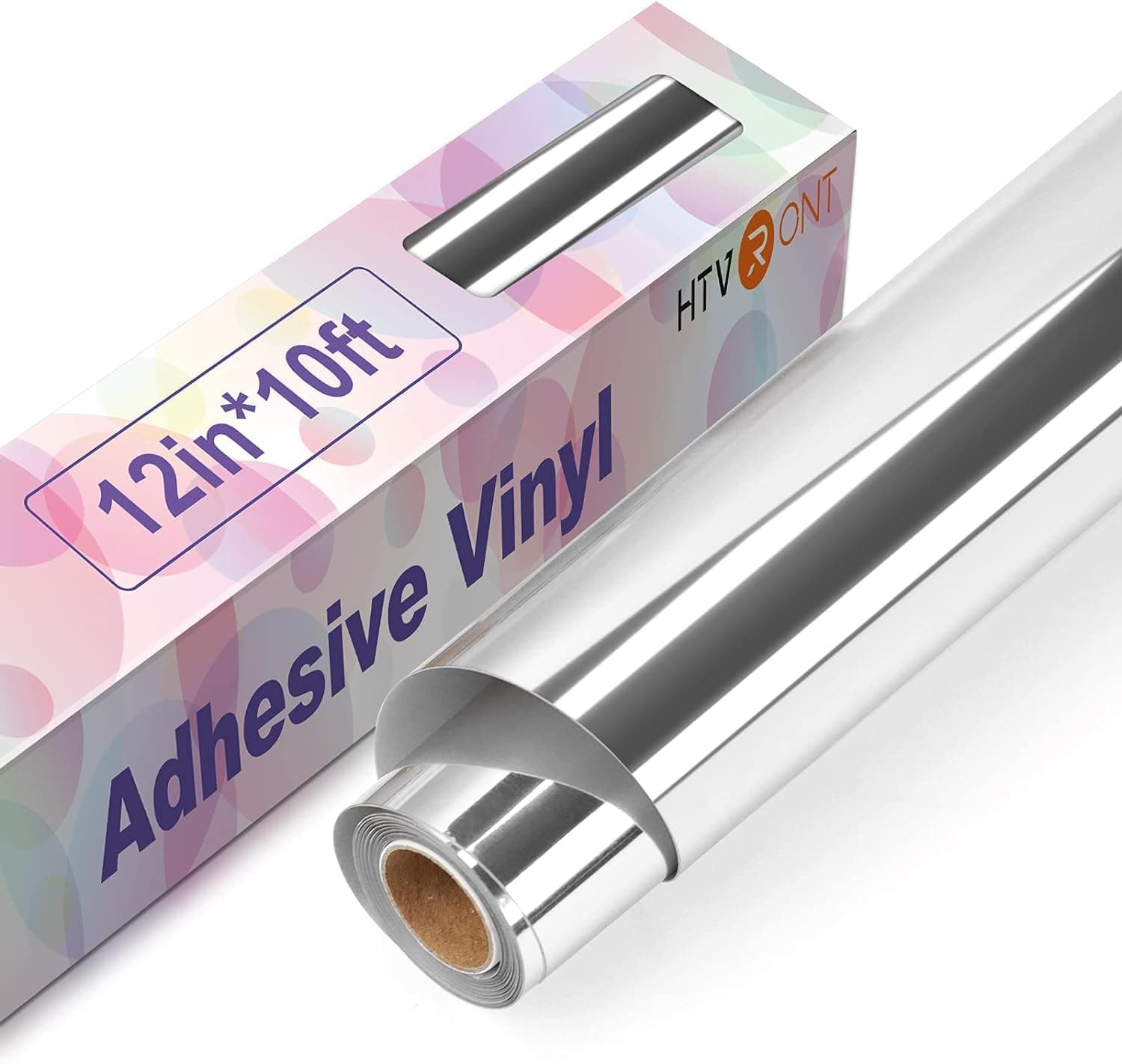 Silver Chrome Vinyl - 12" x 10FT Mirror Metallic Silver Vinyl for Cricut - Easy to Weed & Transfer Silver Permanent Vinyl Roll