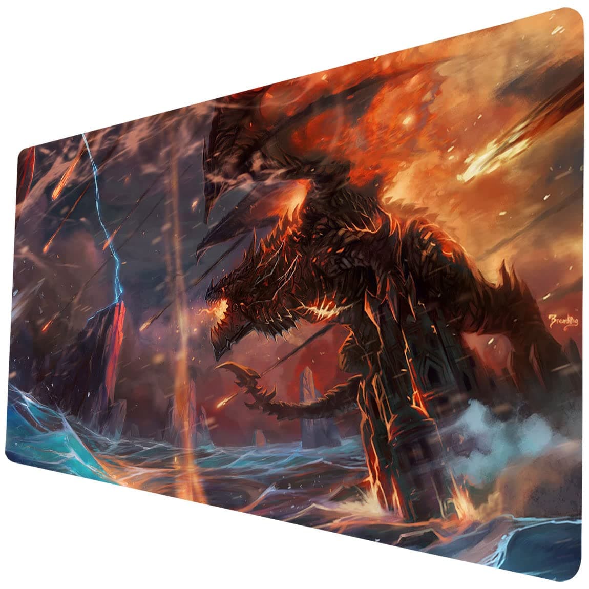 Dragon TCG Playmat, 24 x 14 inches Game Mat for MTG DTCG CCG RPG Trading Card Inked Game Playmats Smooth Surface Battle Game Rubber Collection