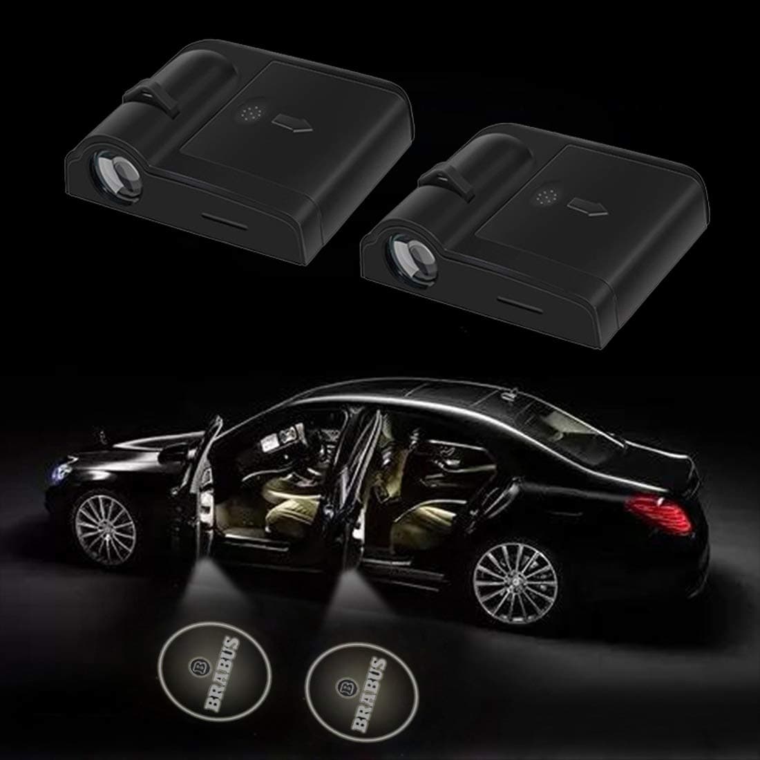 2 Pcs Wireless Car Door Led Welcome Laser Projector Logo Light Ghost Shadow Light Lamp Logos Kit (fit for b-rabus)