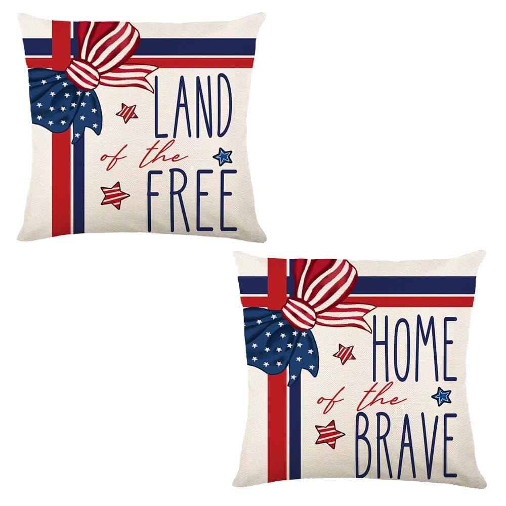 LYNZYM Happy Independence Day American 4th of July Gifts Decor Pillow Cases Cushion Cover Decorative Pillow Cover for Couch Car Bedrooms and Sofas 18x18 inch Set of 2