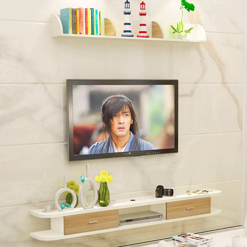 Admir Wood Floating Tv Wall Shelf Dvd Player, Wall Mount Floating Shelves Drawer Living Room Media Entertainment Center Cabinet-b 160cm(63inch)