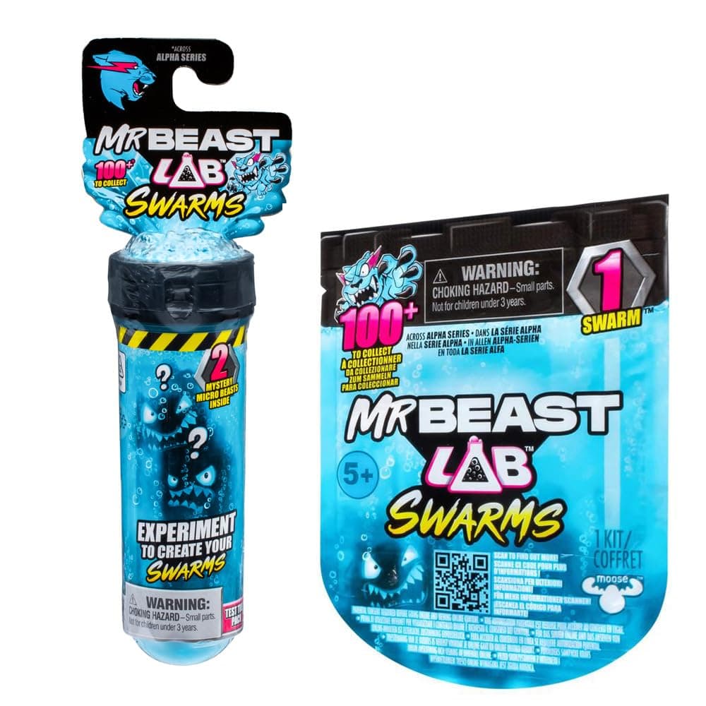 Mr. Beast Lab Swarms Test Tube 2 Pack, 1 inch Themed Swarms Collectible with Swarms Mr. Beast Lab La Mystery 1 Inch Figure Single Pack, 1 Pack