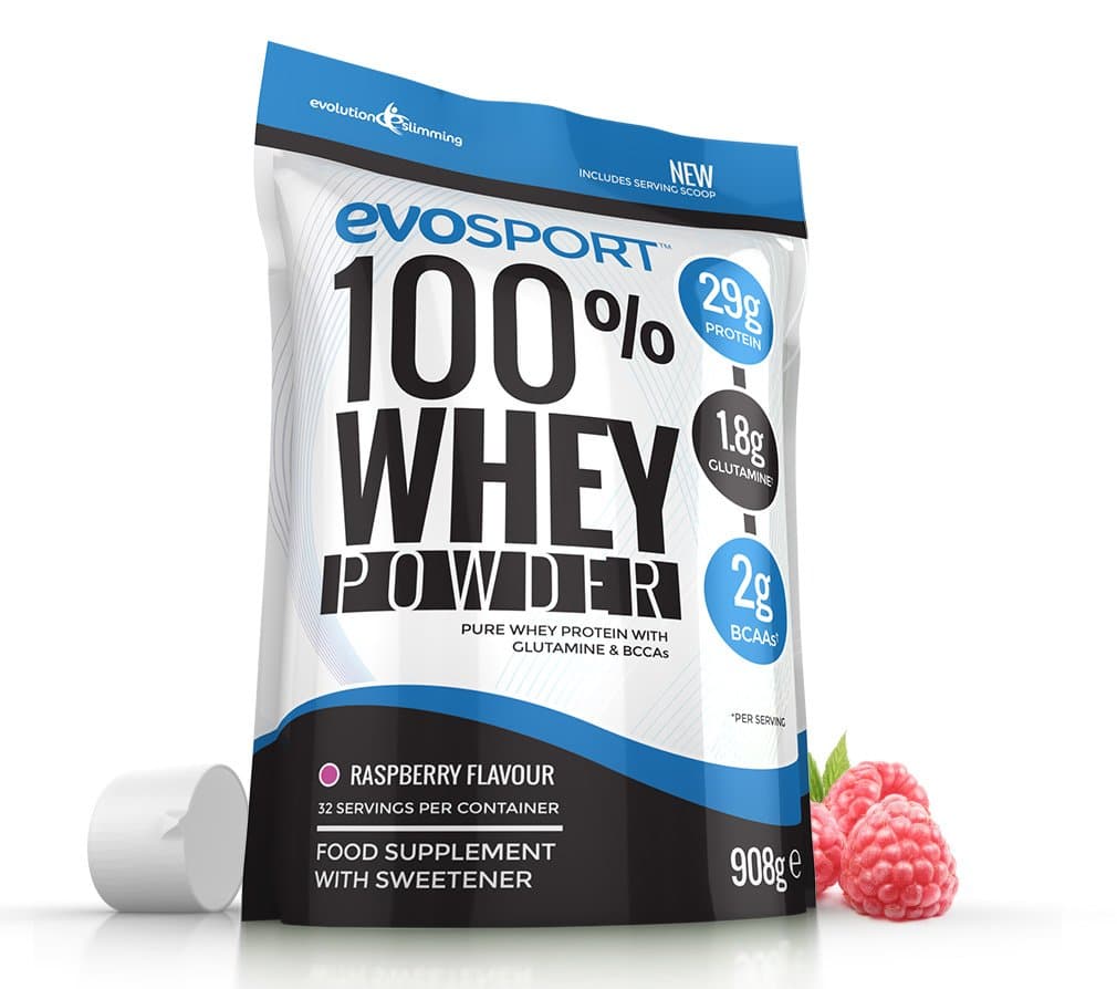 EvoSport 100% Whey Protein Powder 1kg - Raspberry - Evolution Slimming
