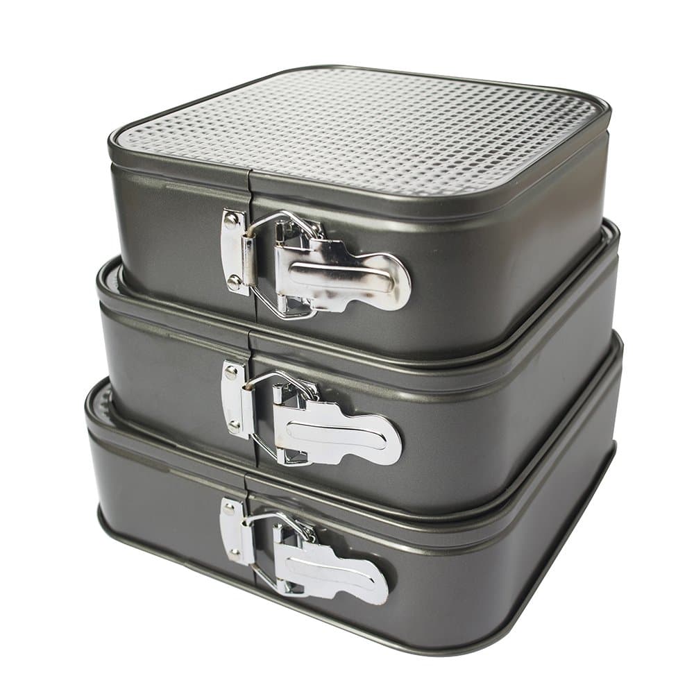 Square Springform Dessert Pan Nonstick Leakproof Cake Pan Bakeware Cheesecake Pan CK029 (3 PCS Square)