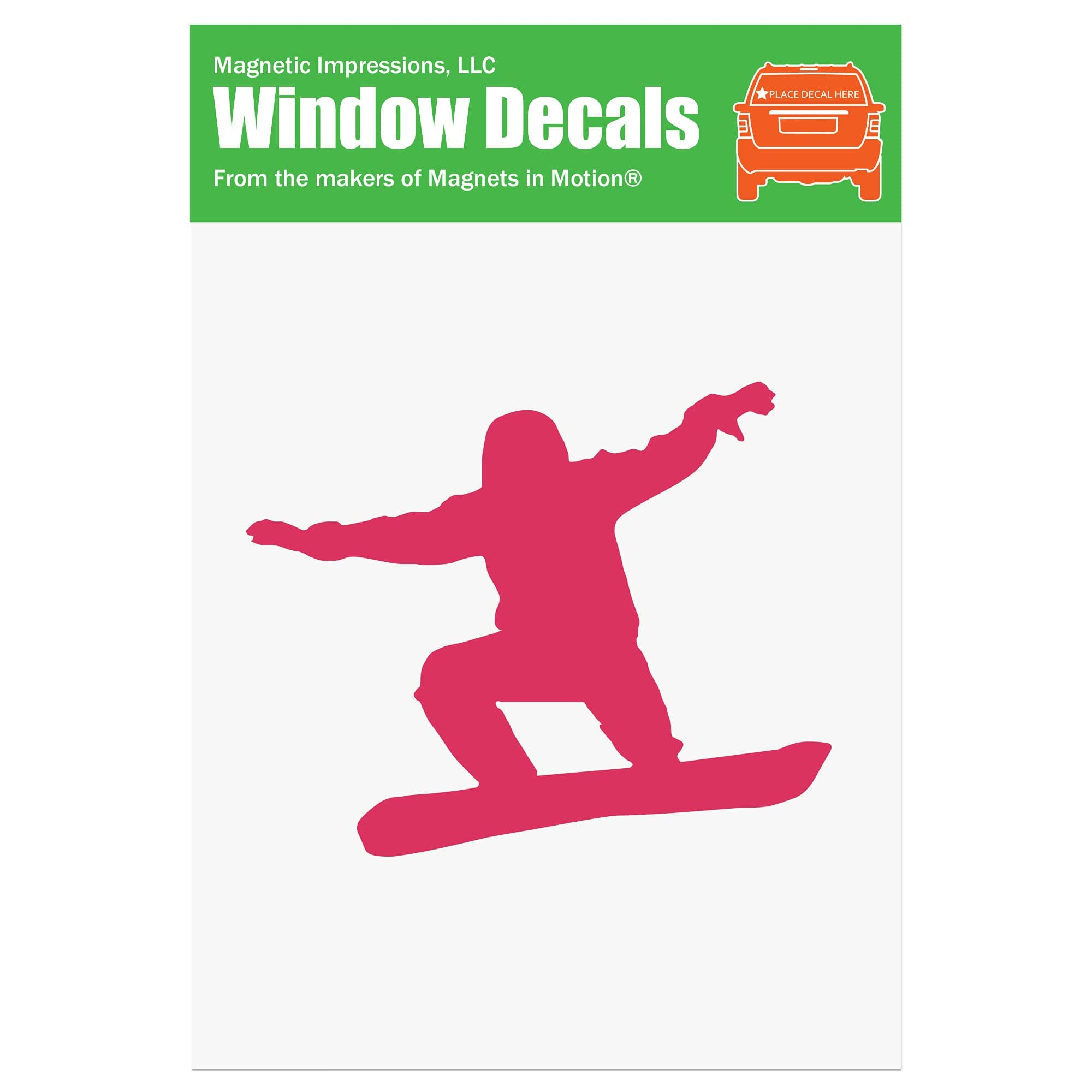 Snowboarder Car Window Decal Hot Pink