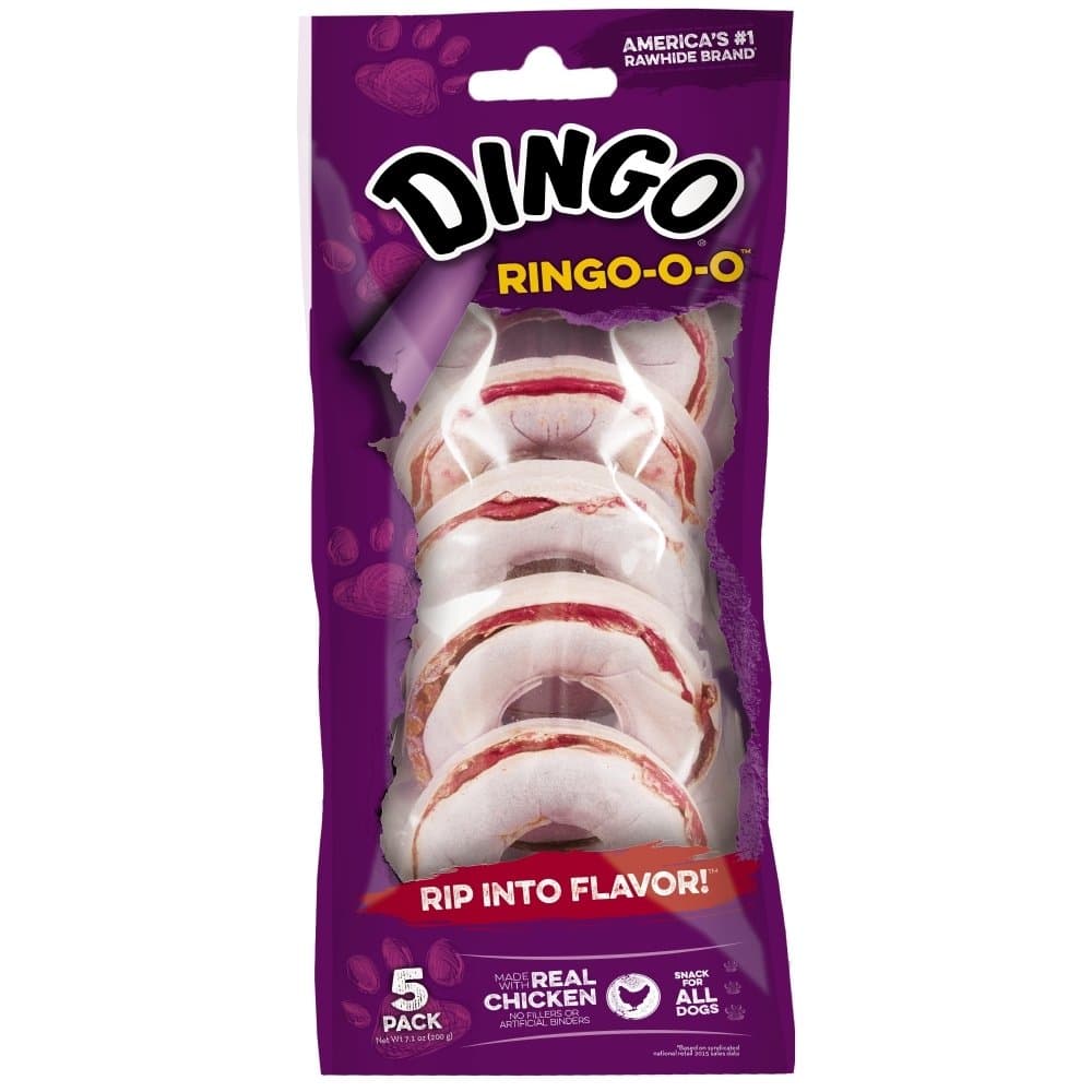 Dingo Ringo-o-o Rawhide Treat for All Dogs, 5-Count