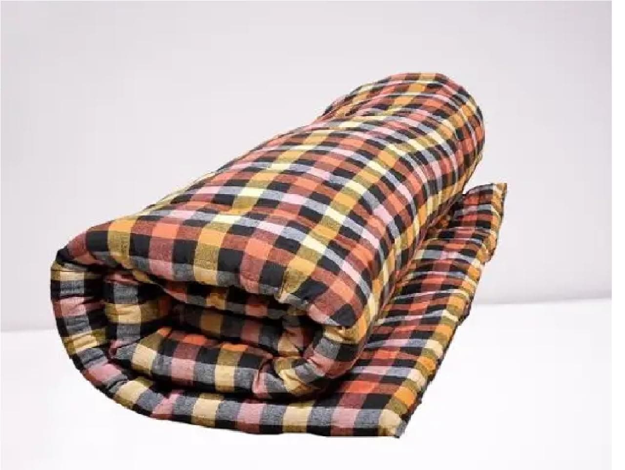 HB Soft Cotton Multicolour Mattress, 5x6 ft, Normal, Cotton Gadda, Black Cotton Filled, Hand Made Quilt, Reversible, for Camping, Travel, Hiking, Yoga, Beach