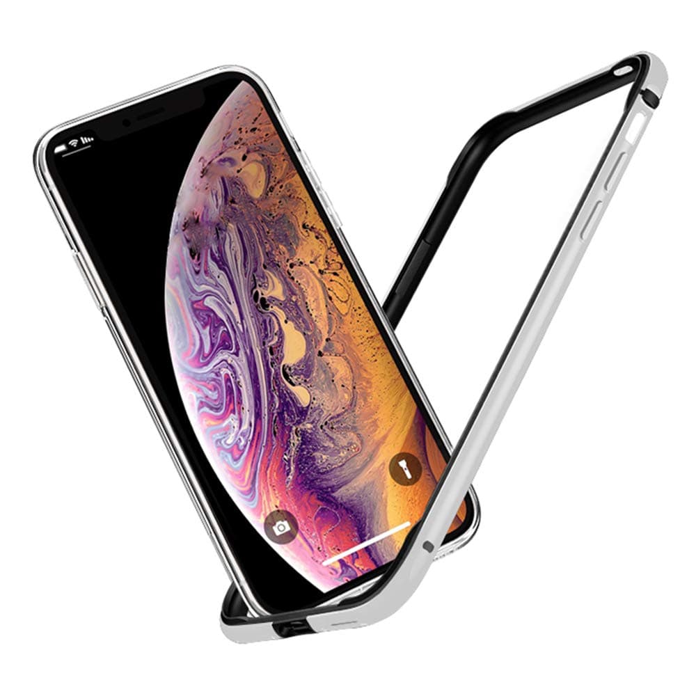 GAGALOR Metal Bumper case for iPhone X XS Aluminium Alloy Ultra Thin Silicone Lining (Silver)