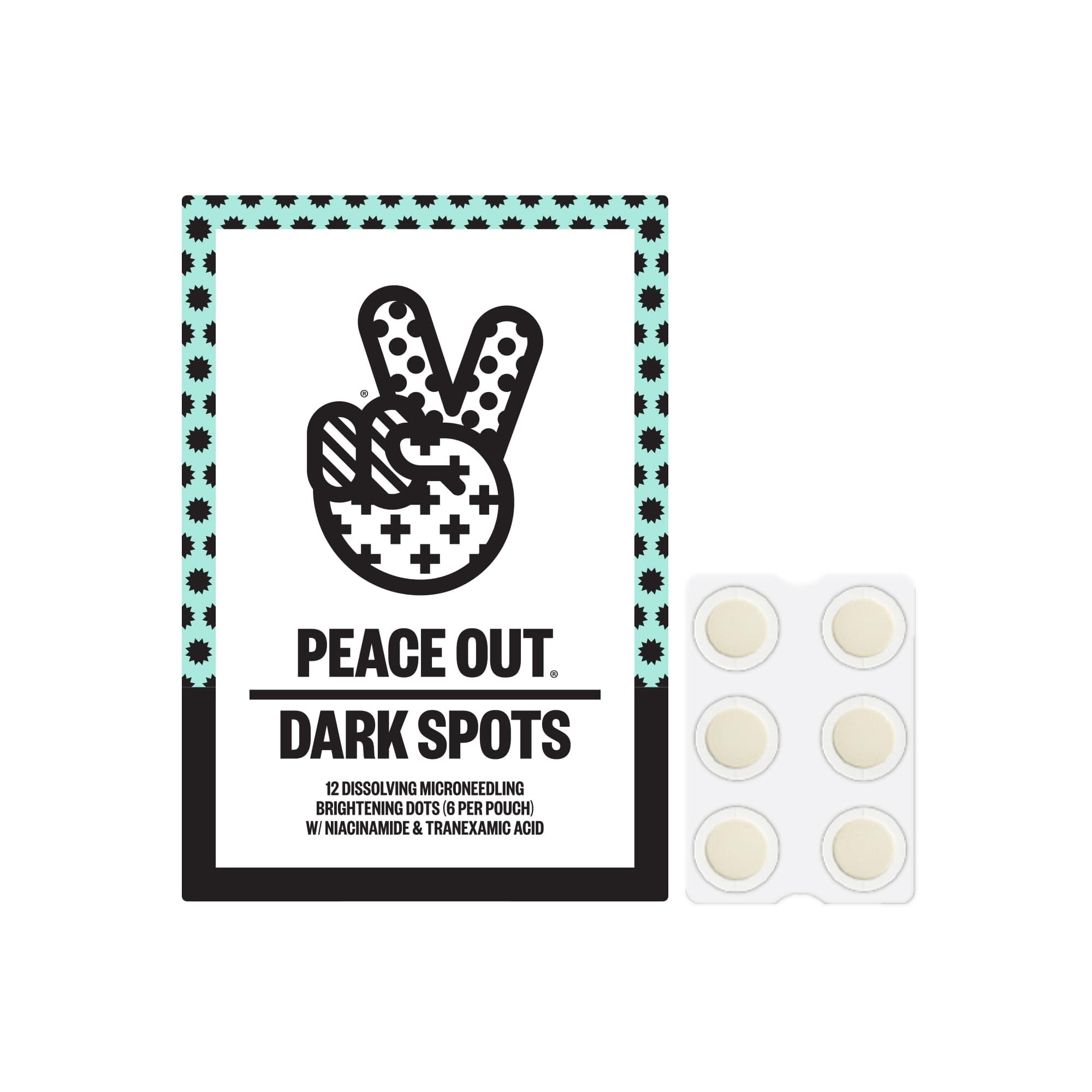 PEACE OUT Microneedling Dark Spot Brightening Dots, Targeted Dark Spot Corrector Patches for Face with Dissolving Microneedles, 12 Count