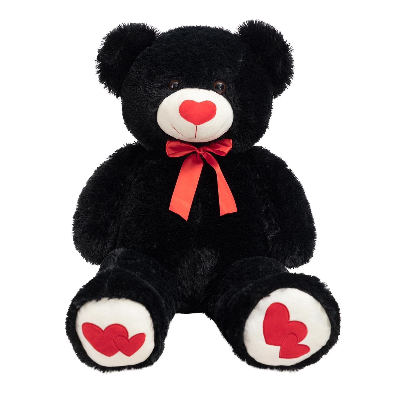 Big Teddy Bear Stuffed Animal Large Bear Plush with Red Heart for Girlfriend and Kids Valentine's Day 36 inch Black