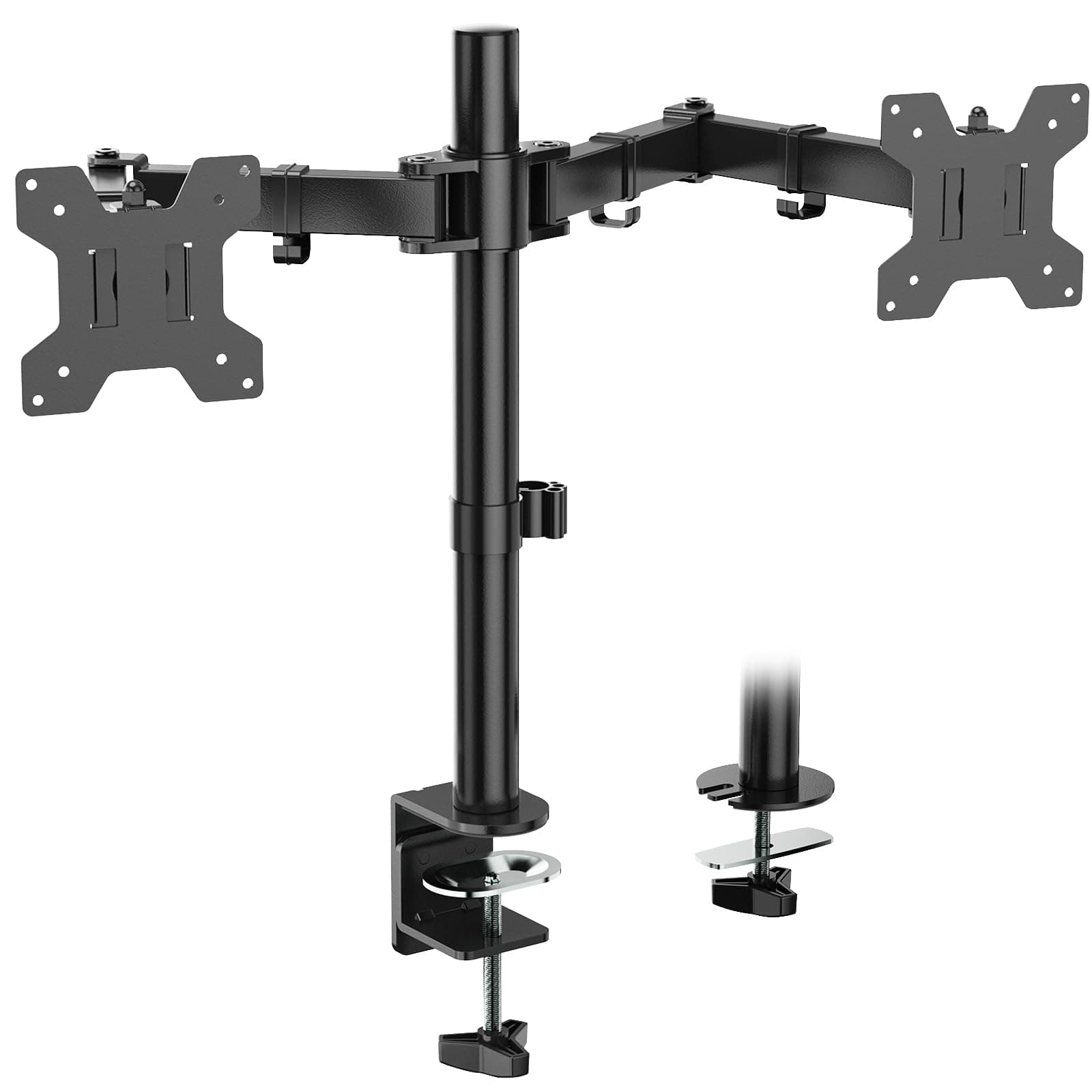 WALI Dual Monitor Stand for Desk, Dual Monitor Mounts for 2 Monitors up to 27 inch, 2 Monitor Desk Mount Holds up to 22 lbs, Height Adjustable Swivel Tilt Rotation, 75x75/100x100mm (M002), Black