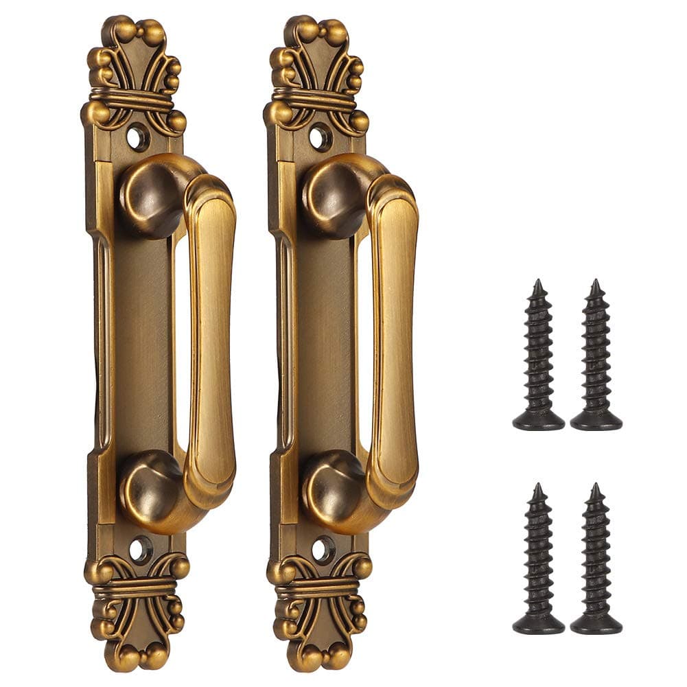 TOPINCN 2Pcs Door Handles, European Antique Cabinet Pull Handle Zinc Alloy Wardrobe Handle Gate Barn Door Entry Hardware Fitting