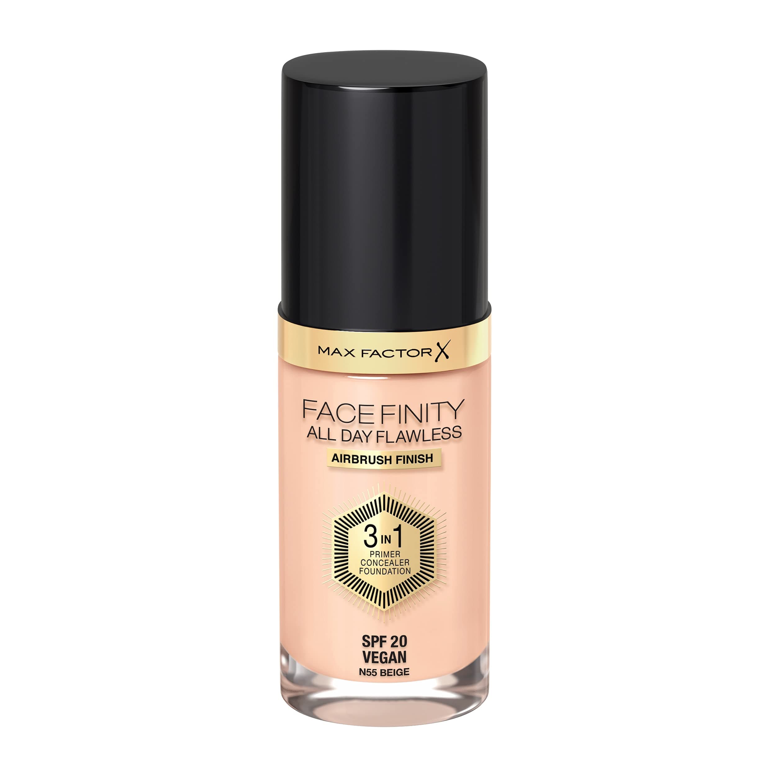 Facefinity All Day Flawless 3 In 1 Foundation, 55 Beige, 30 ml, 1.01 Fl Oz