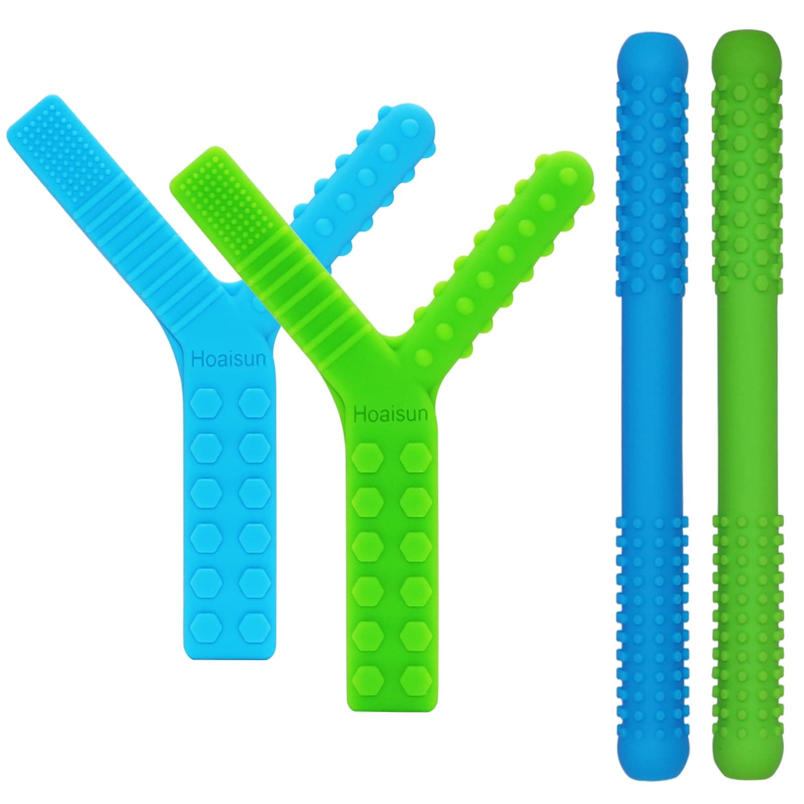 Sensory Chew Toys for Autistic Children 4 Pack, Silicone Teething Tube Toys for ADHD, SPD, Chewing, Biting or Special Needs, Chewy Toys for Autism Relief Stress, Anxiety