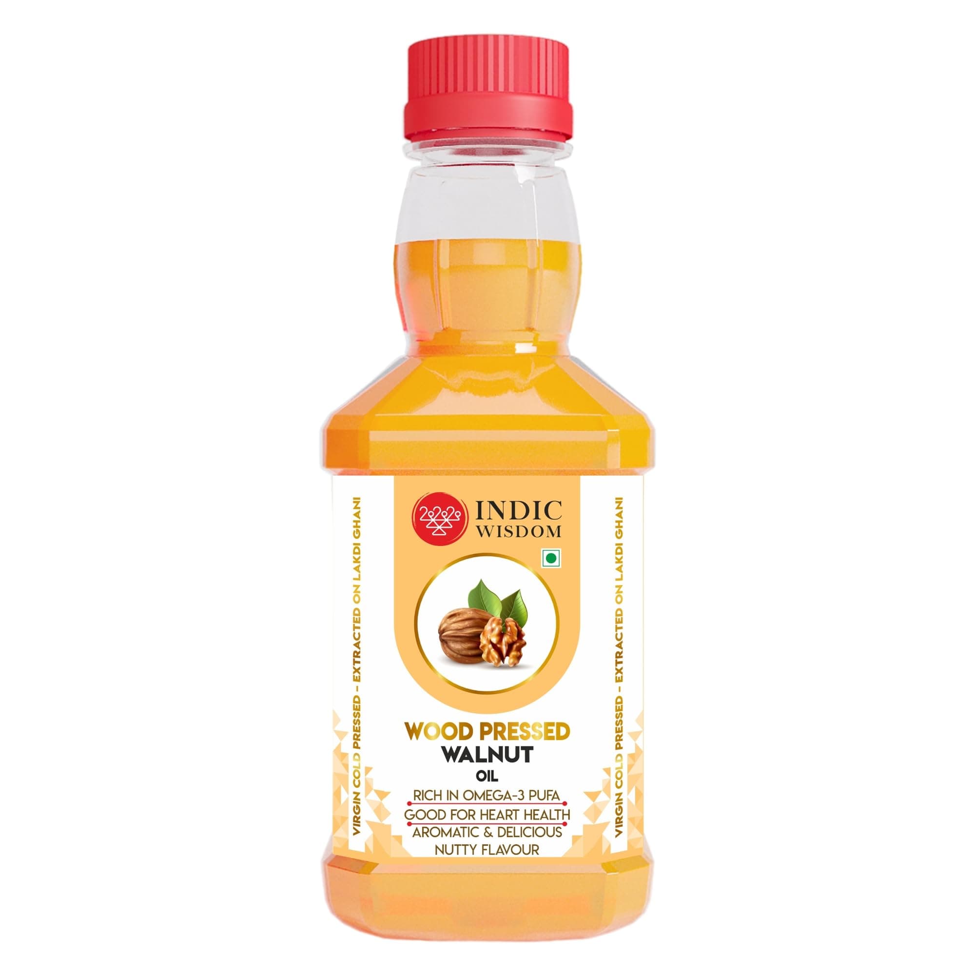 IndicWisdom Wood Pressed Walnut Oil 100 ml (Cold Pressed Walnut Oil - Extracted on Wooden Churner)