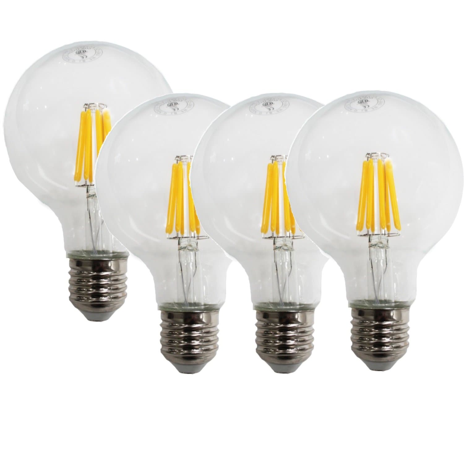 (4 pcs) Dukens LED Filament Bulb 8W Dimmable E26 Base 750 Lumen 60Watt Equivalent A19 Warm White