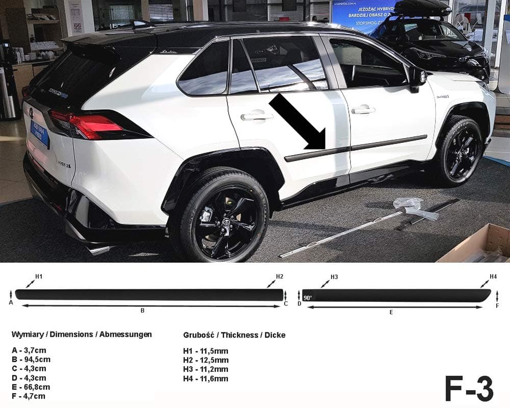 Spangenberg Side Protection Strips Black Suitable for Toyota RAV4 V 5th Generation RAV 4 from 01.2019 - F3 (3700003)