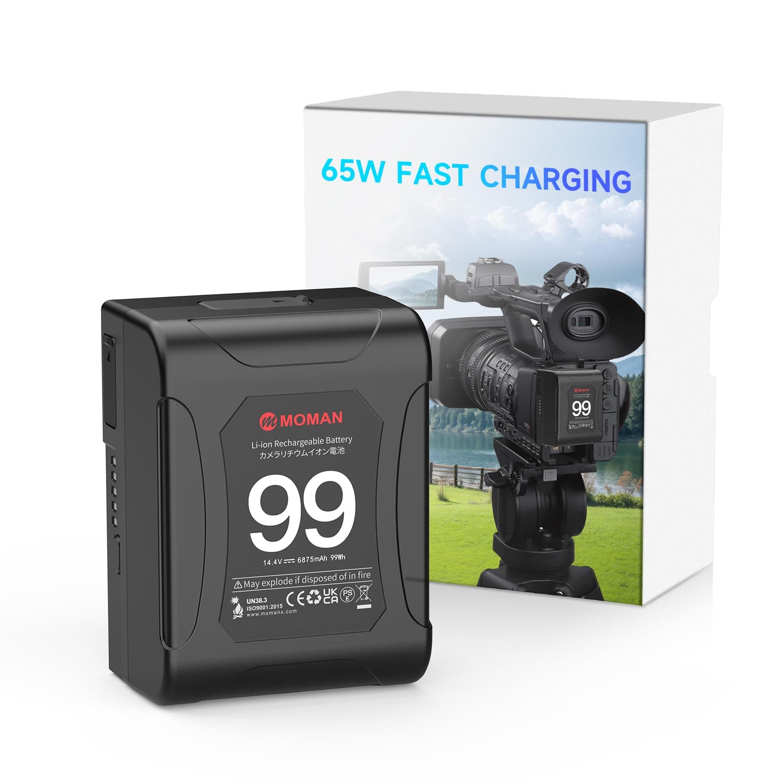 - V-Mount Battery, Power 99 Camera bettert Mini V Lock Batterys 99Wh/6900mAh for Camcorder Blackmagic BMPCC 4k/6k Camera LED Light Monitor with Dual D-Tap & 65W USB-C Outputs