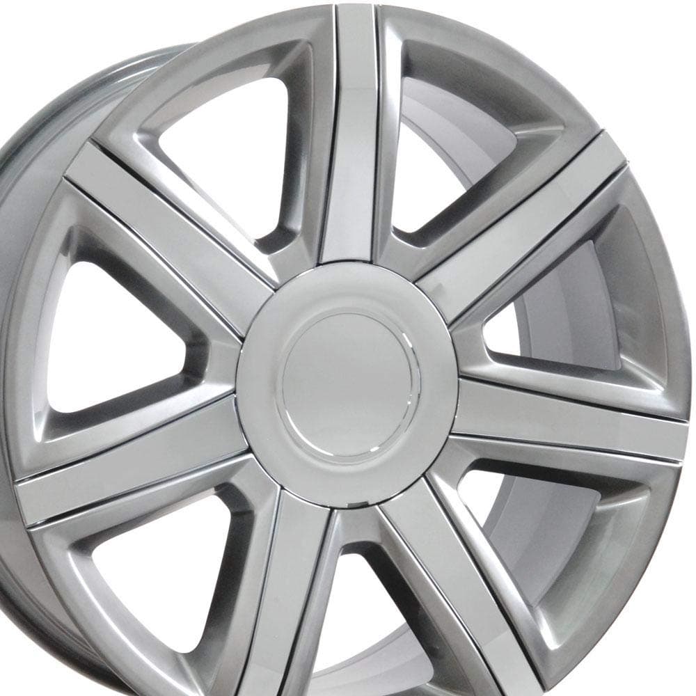 OE Wheels CA87 22 Inch Rim Fits Escalade Style 6x139.7 22x9 Gloss Hyper Silver with Chrome Insert - Hollander 4739 (1)