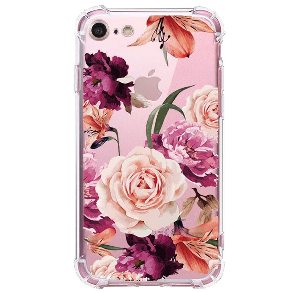 Cute iPhone 7 Case, Casesay Tropical Floral Flower Clear Design Transparent Plastic Back Cases with TPU Bumper Cover for Apple iPhone 7 Girls (4.7 Inch) - Flower