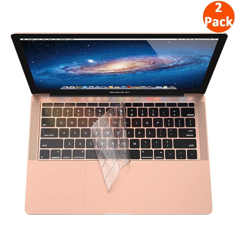 Supmega Keyboard Cover Compatible with MacBook Air 2018 [13.3 inch A1932 with Retina Display and Touch ID] Clear TPU Soft Protector [2-Pack].