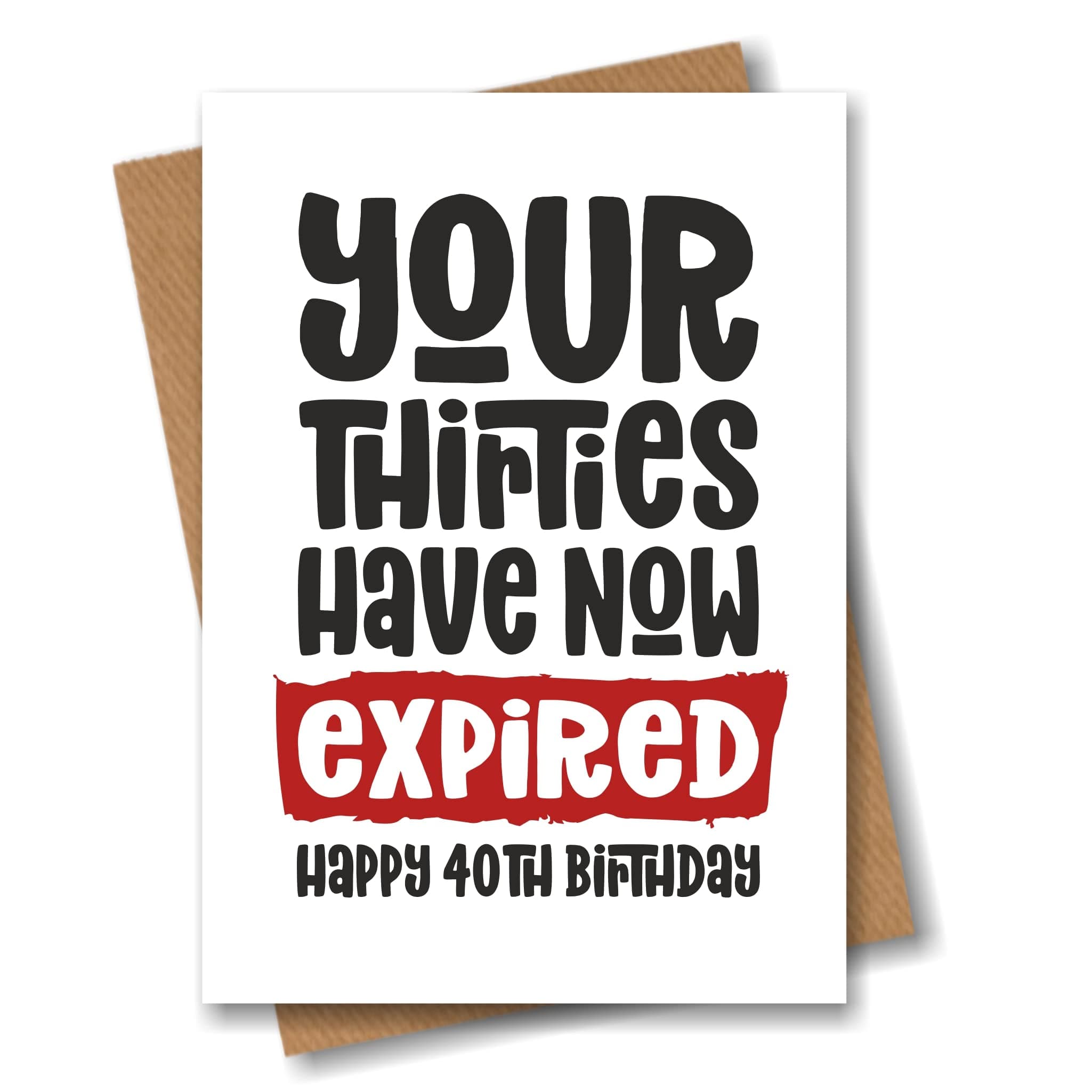 Funny 40th Birthday Card - Your Thirties Have Now Expired