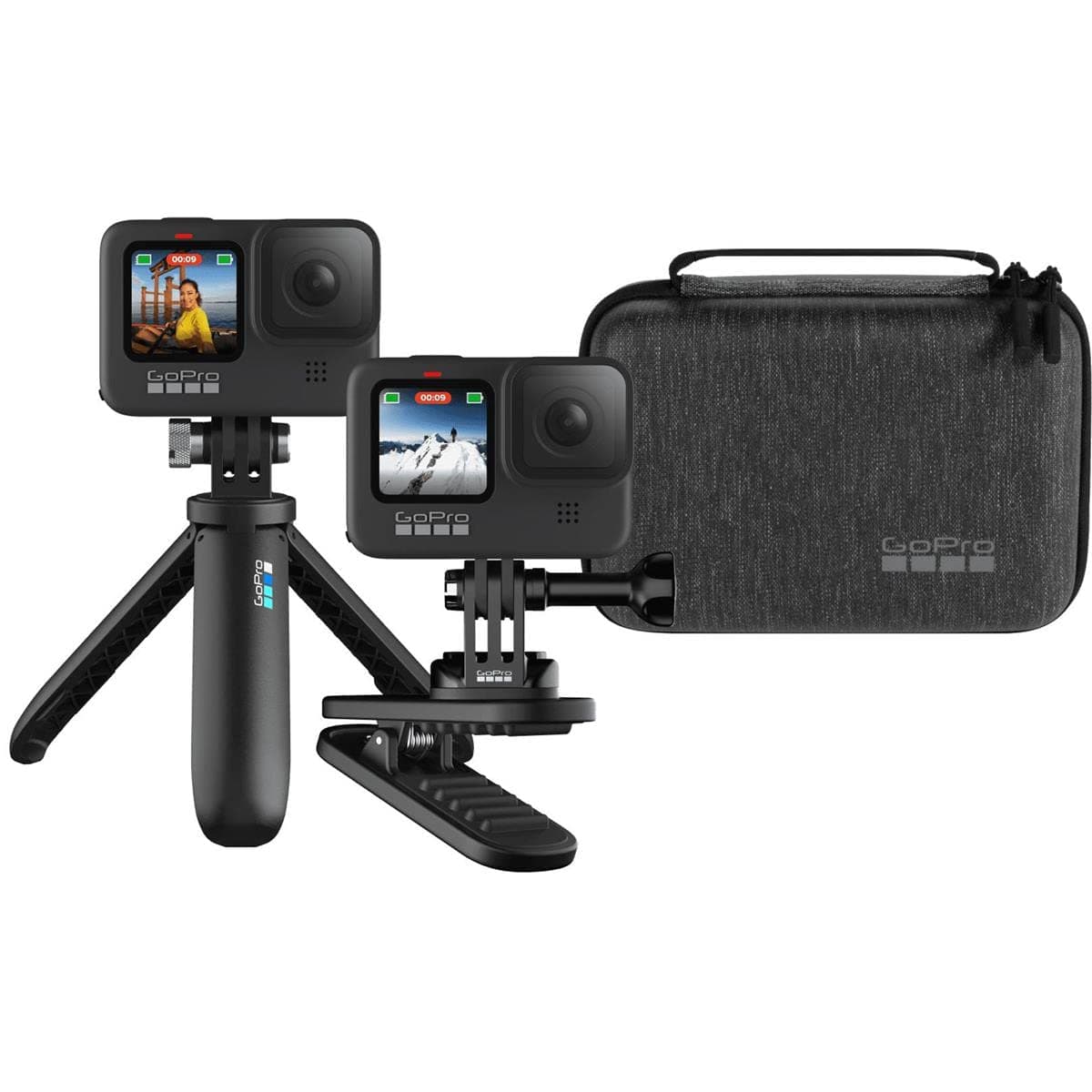 GoPro Travel Kit: Includes Magnetic Swivel Clip, Shorty, And Compact Case - Official GoPro Accessory, AKTTR-002