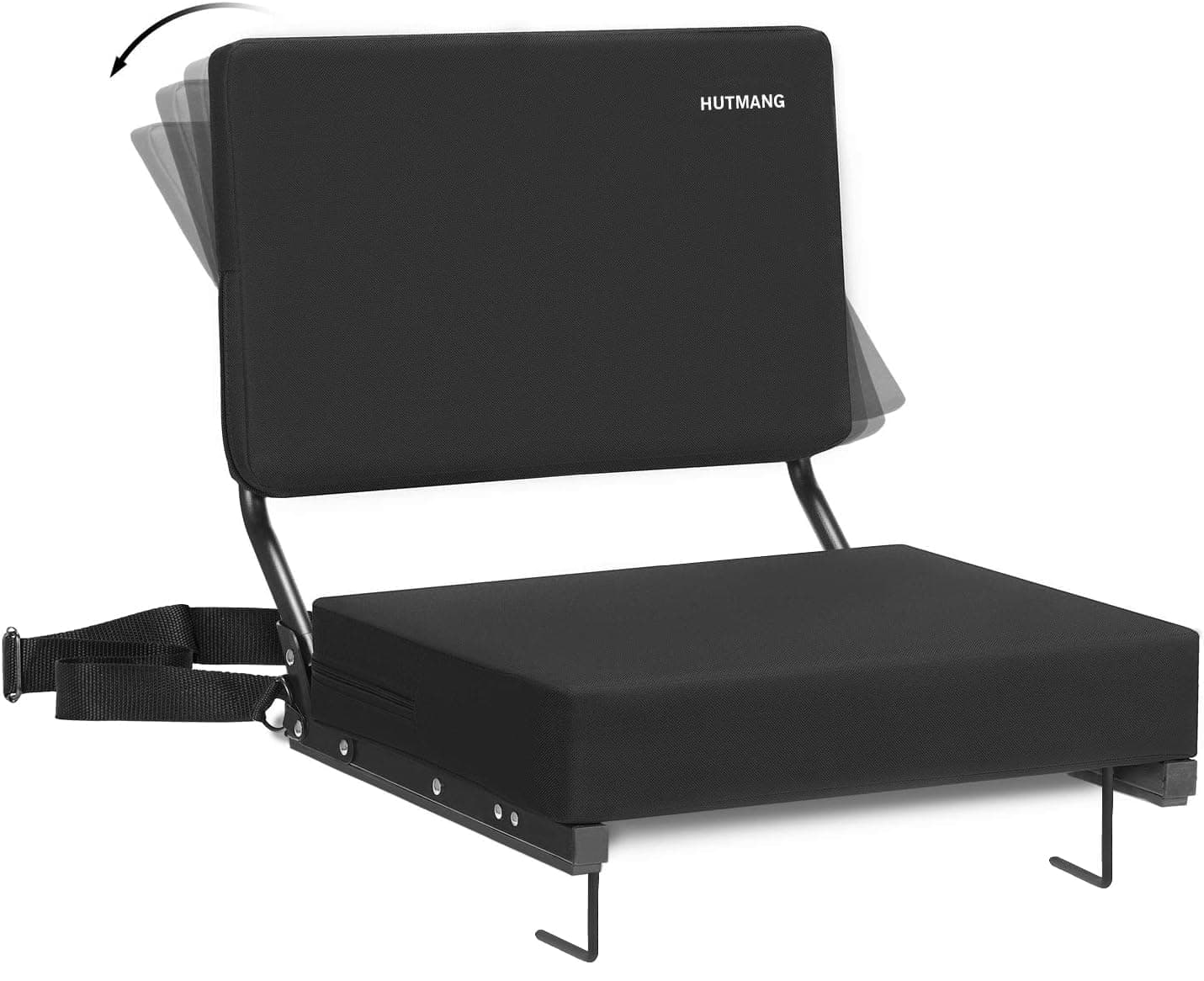 Chair - Stadium Seat with Back Support, Padded Foam Backs, 330LBS Weight Support, Portable, Foldable, Black