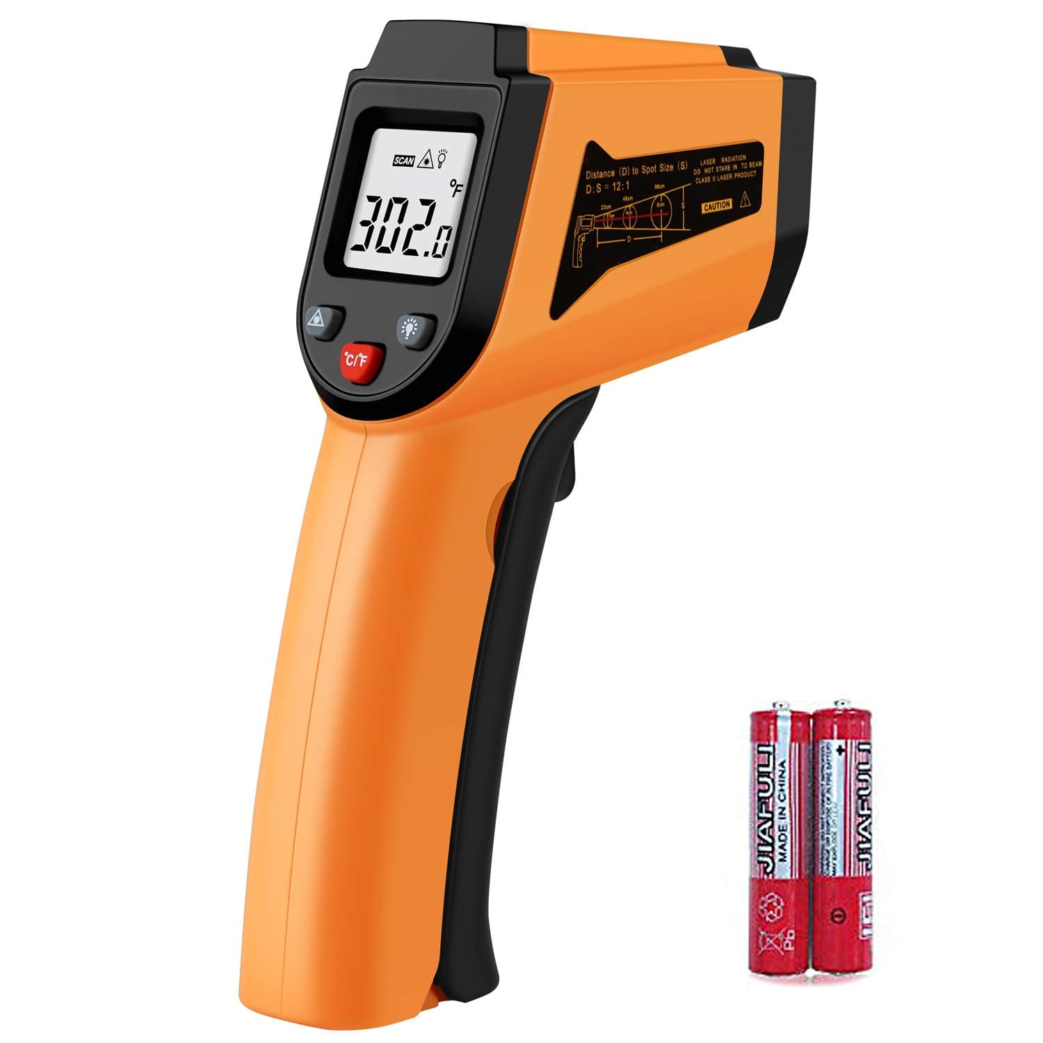 Laser Infrared Thermometer Non-Contact Digital Temperature Gun,-50°C to 400°C(-58°F to 752°F) IR Thermometer for Industrial,Kitchen Cooking,Ovens (Orange)