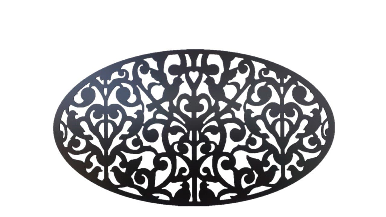 Acurio 2746-O-PVC-BK-GNDV Oval Ginger Dove Decorative Privacy Panel, Black