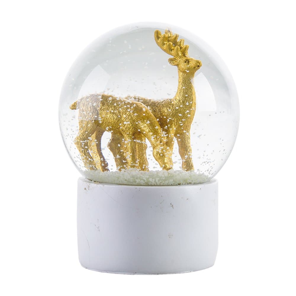 Snow Globes with Colorful Flashing Lights and Dancing Snowflakes,Handmade Crafts,The for Birthdays and Valentine's Day(Deer, Diameter 100mm)