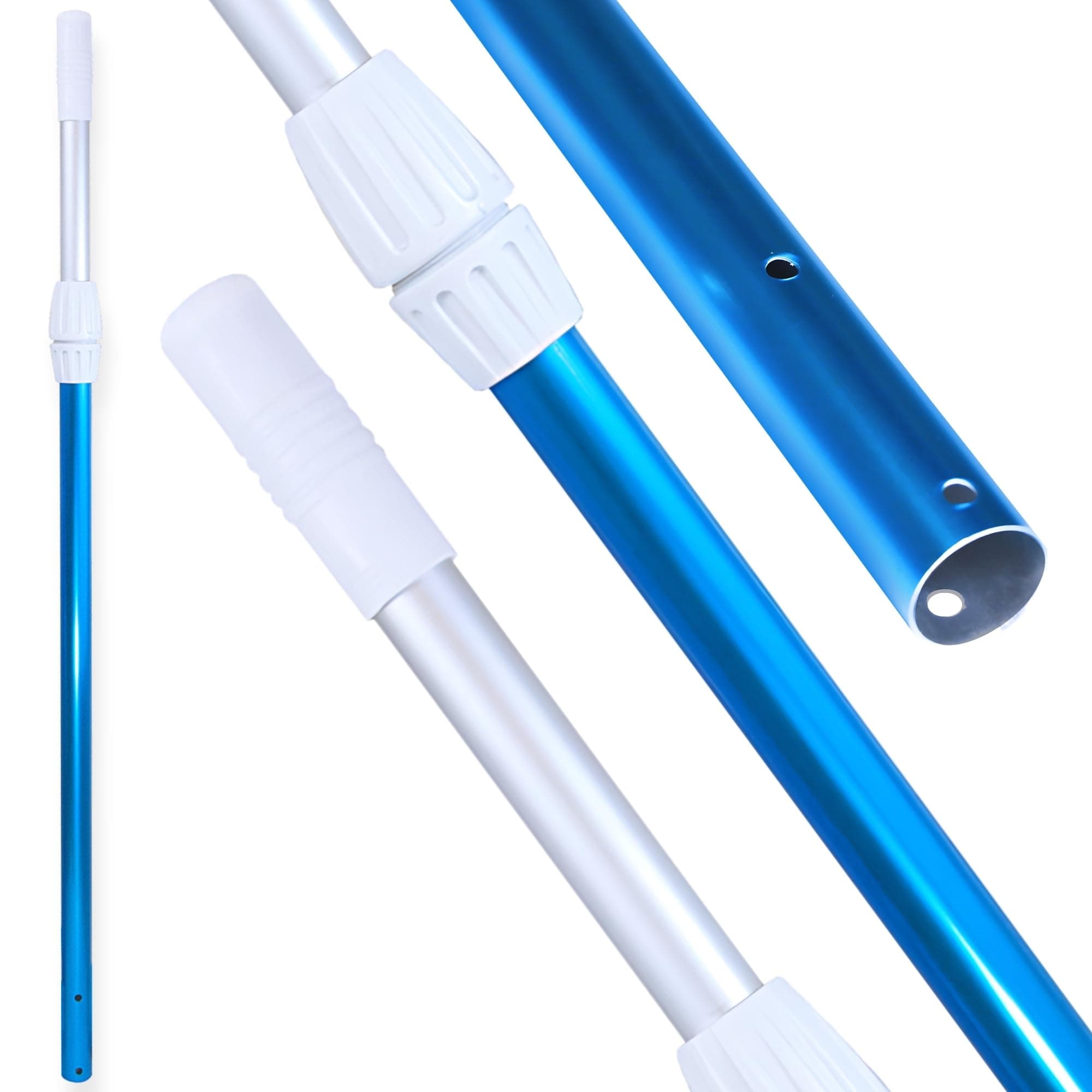 Swimline HYDROTOOLS 83565 2-Piece Telescopic Pole 8 To 15 Feet Adjustable Telepole For Swimming Pool Cleaning Skimmer Nets Vacuum Heads & Brushes Step-Up Anodized Aluminum W/ Strong Grip & Lock