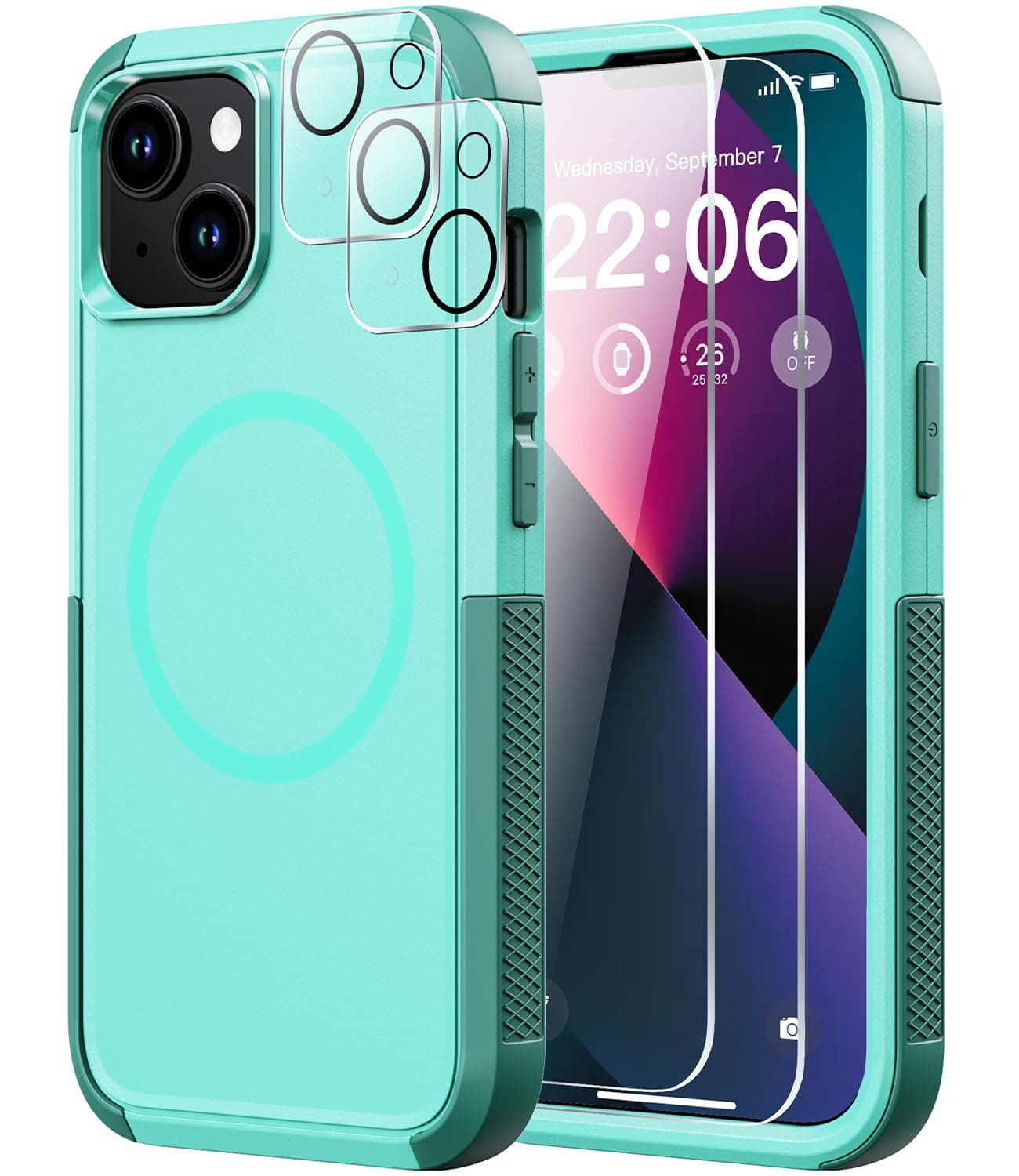 Diverbox for iPhone 13 Case [Compatible with MagSafe] [with Screen Protector ] [Shockproof] [Dropproof] Heavy Duty Protection Phone Case for Apple i Phone 13 (Teal)