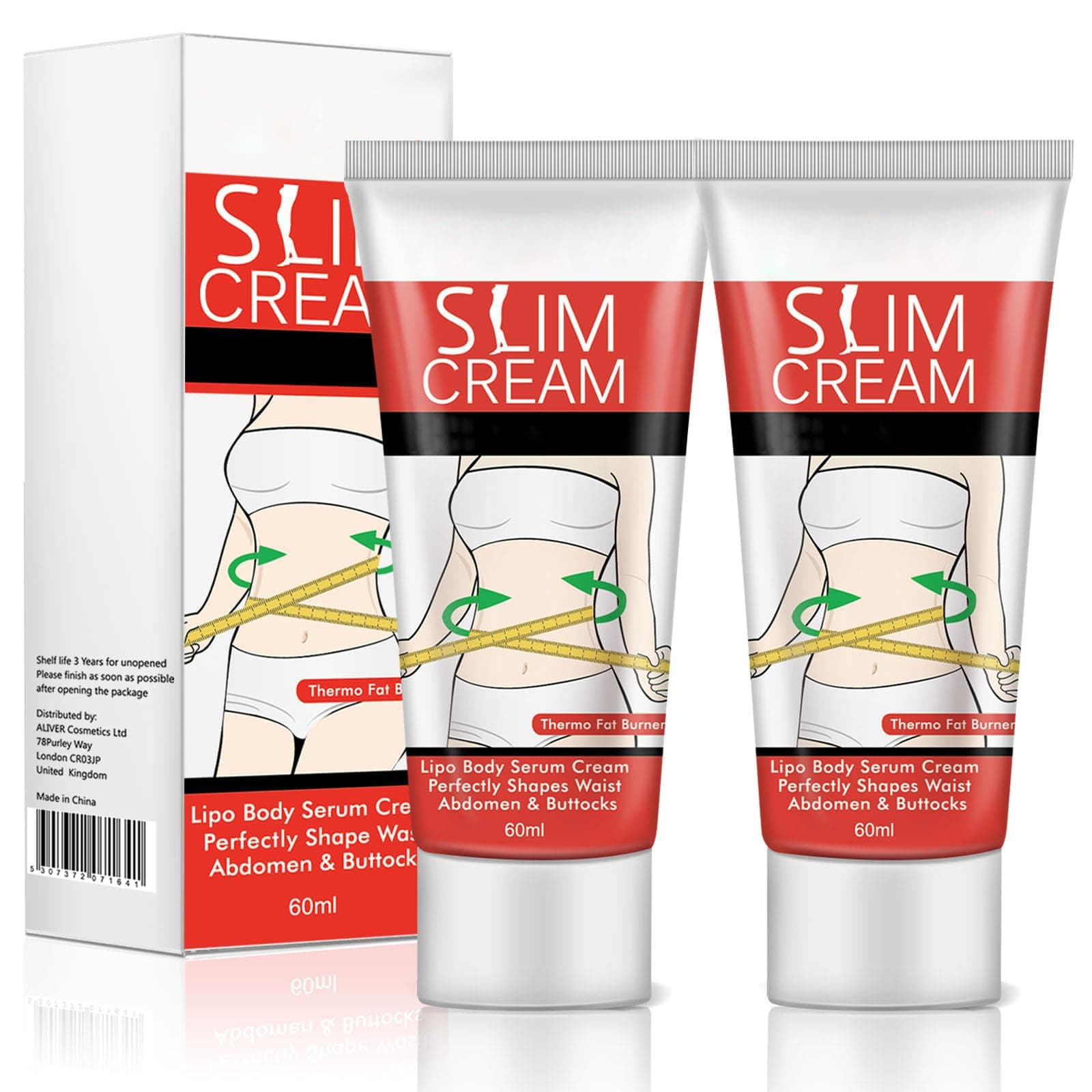 2 Pack Hot Cream, Slimming Fat Burning Cream for Belly, Waist, & Buttocks. That Burns Moisturizing Firming - Goodbye Cellulite Women/Men Weight Loss, 60.0 milliliters