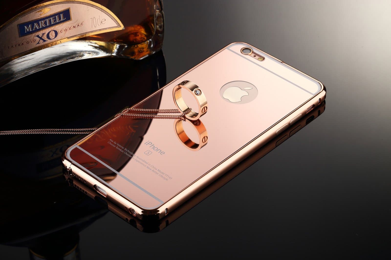 Apple iPhone 6 Plus 5.5 inch Case Cover Luxury Fashion Durable Anti-scratch Ultra Thin Aluminum Metal Frame + Mirror Acrylic Glass Hard Back Case Protective Cover for iPhone 6 Plus-Rose Gold