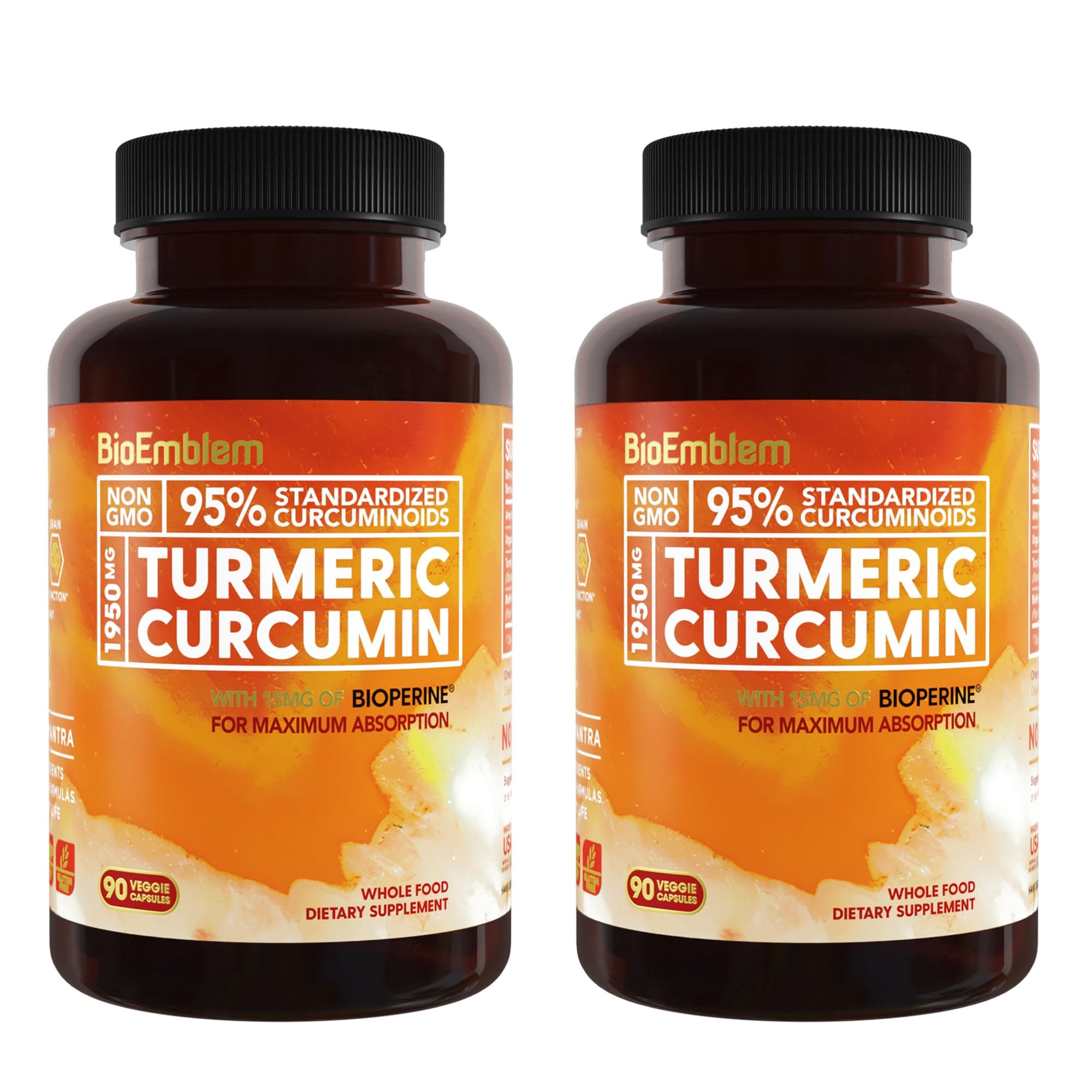 Turmeric Curcumin Supplement with BioPerine | Joint Support & Heart Health | with Organic Turmeric Powder & 95% Curcuminoids Extract | California Made, Non-GMO, 60-Day Supply