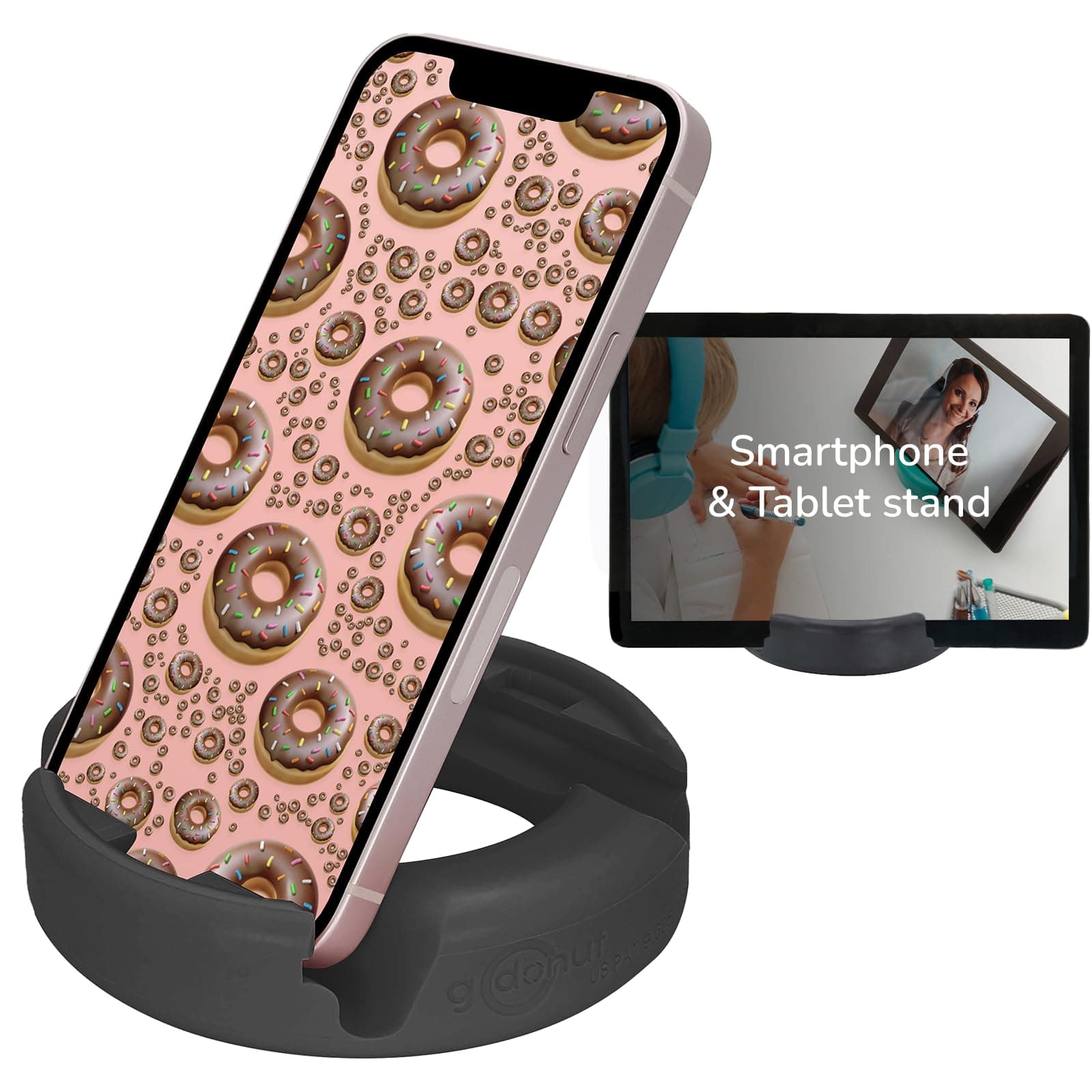 Phone Stand Original – Cell Phone Holder + Tablet Stand Desk Organizer – Compatible with Tablet, iPhone 17 16 15 14 Pro Max, Android & Most Smartphones - Black