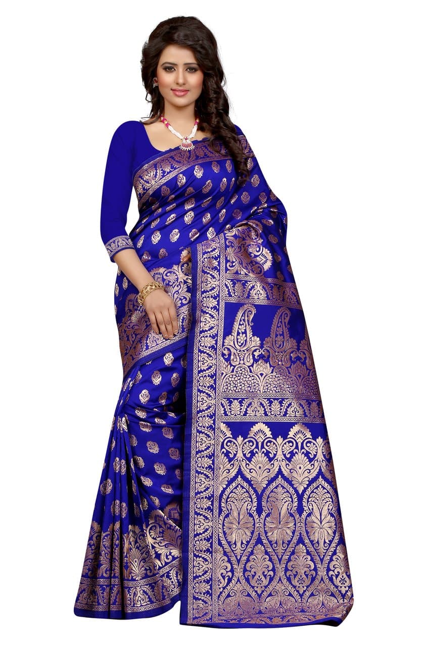 Shree Sanskruti Tassar Silk Saree (Banarasi 1002 Blue_Royal Blue)