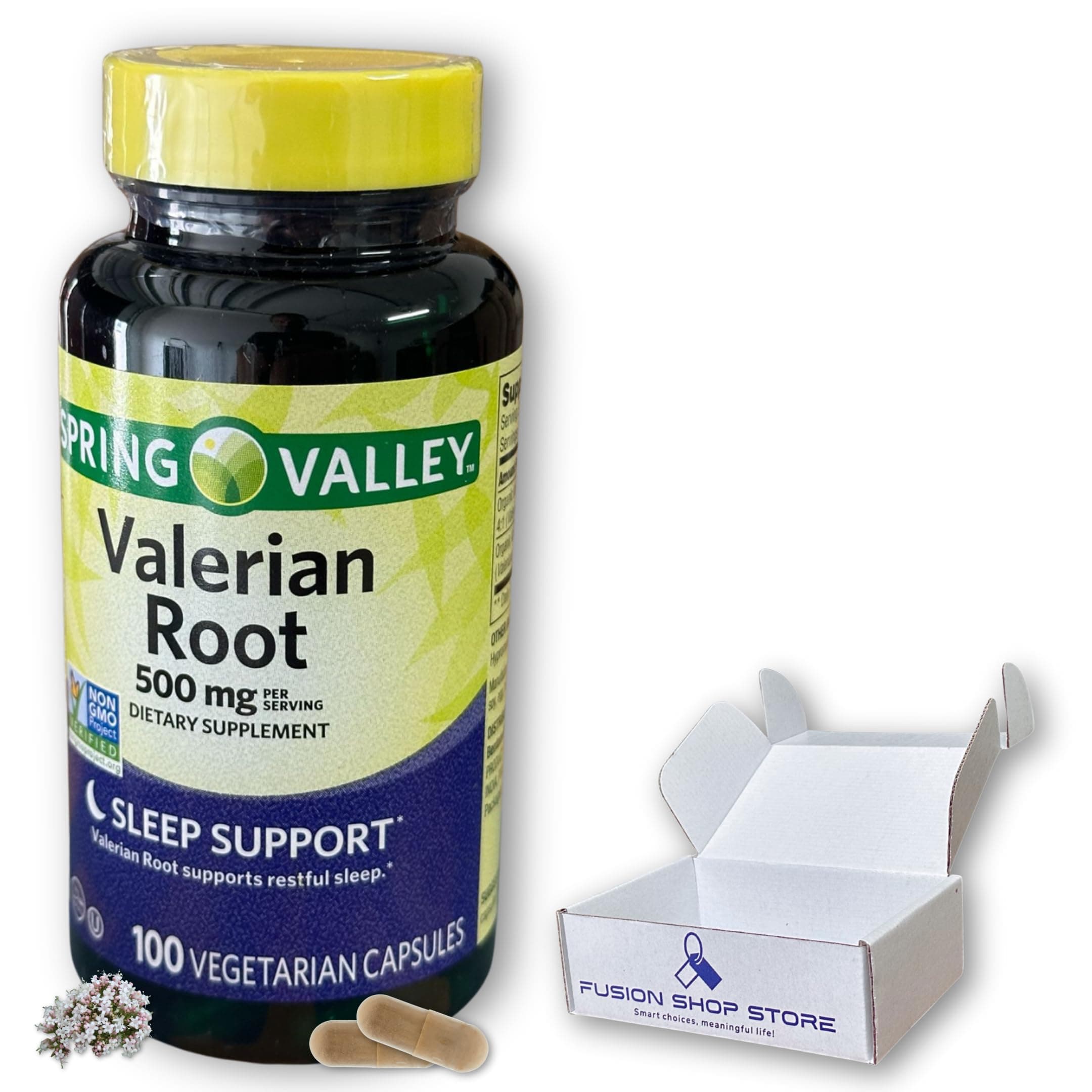 Valerian Root 500mg- Vegan Capsules 100 Ct (Pack of 1), Boxed by Fusion Shop Store