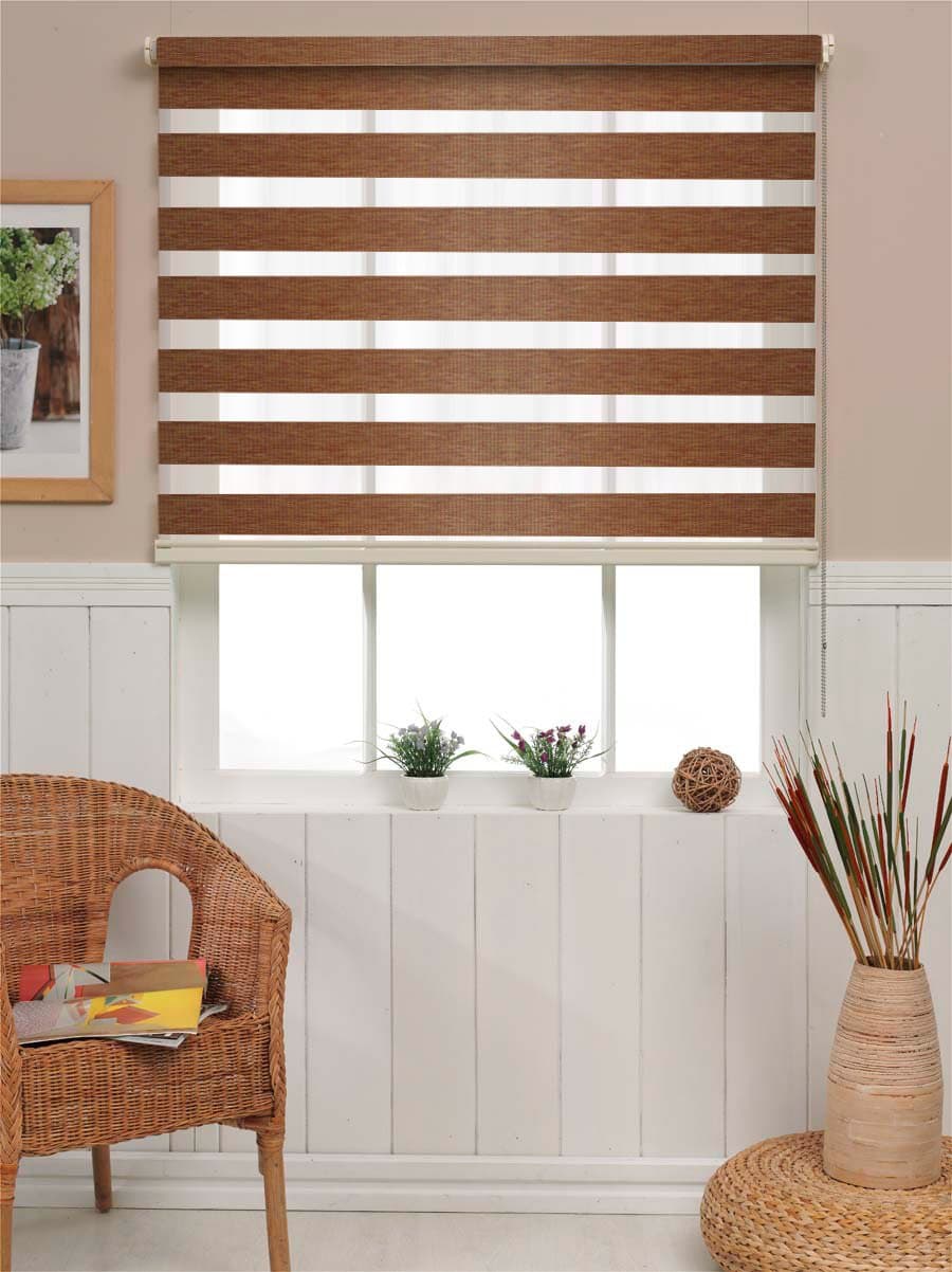 PeakHut Roller Shade Blind for Window Stylish Vertical Curtain in 3 Designs – Bamboo Zebra Roller Shade, MatSun Roller Shade (34x72 Inch, Bamboo-V04)