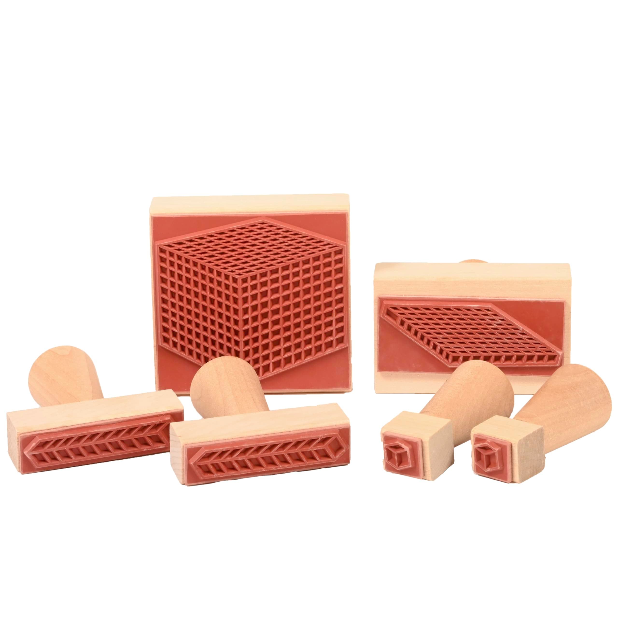 Base 10 Block Stamps - Set of 6 - Wooden Stamps for Early Math Activities and DIY - Use for Flashcards, Worksheets, Homework and Scrapbooks