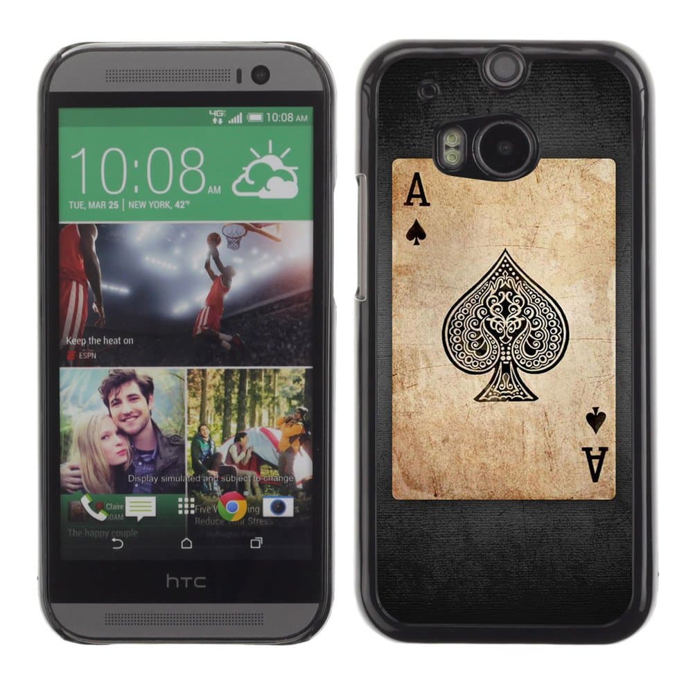 CaseLord Plastic Hard Case Cover for HTC One M8 / Vintage Playing Cards Ace /